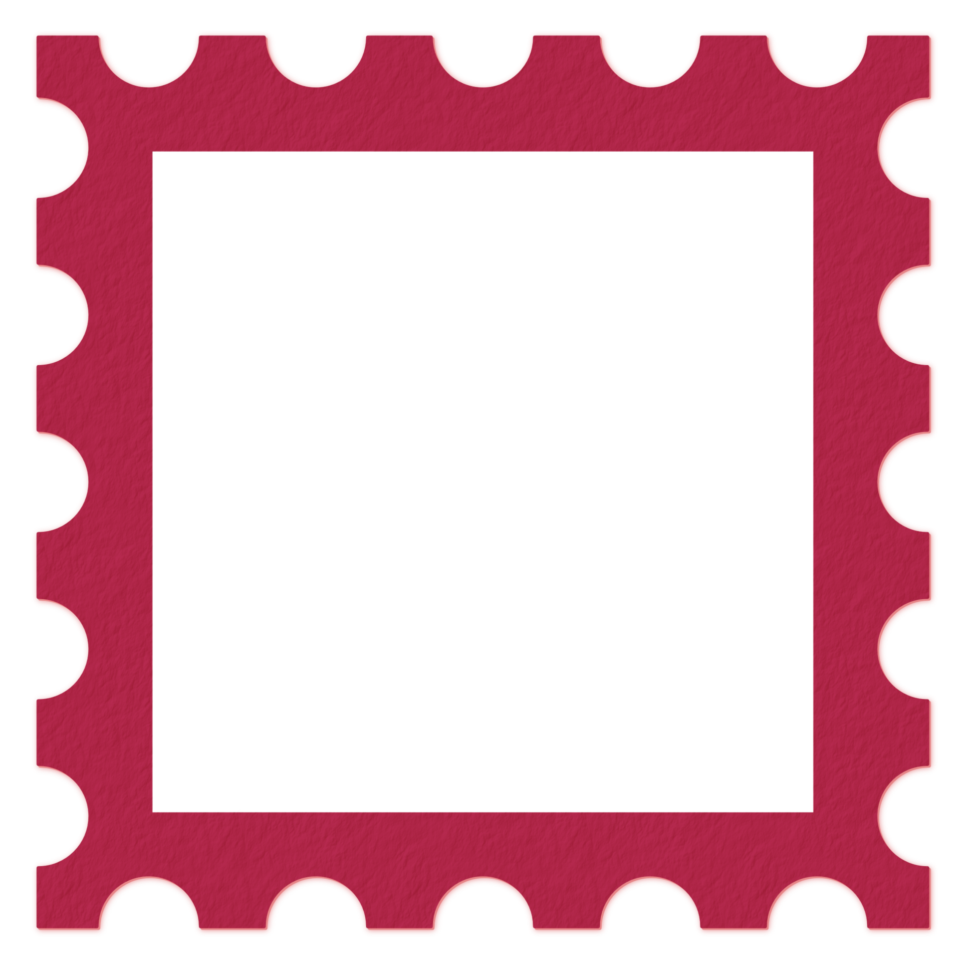 A stamp shaped frame in dark pink.