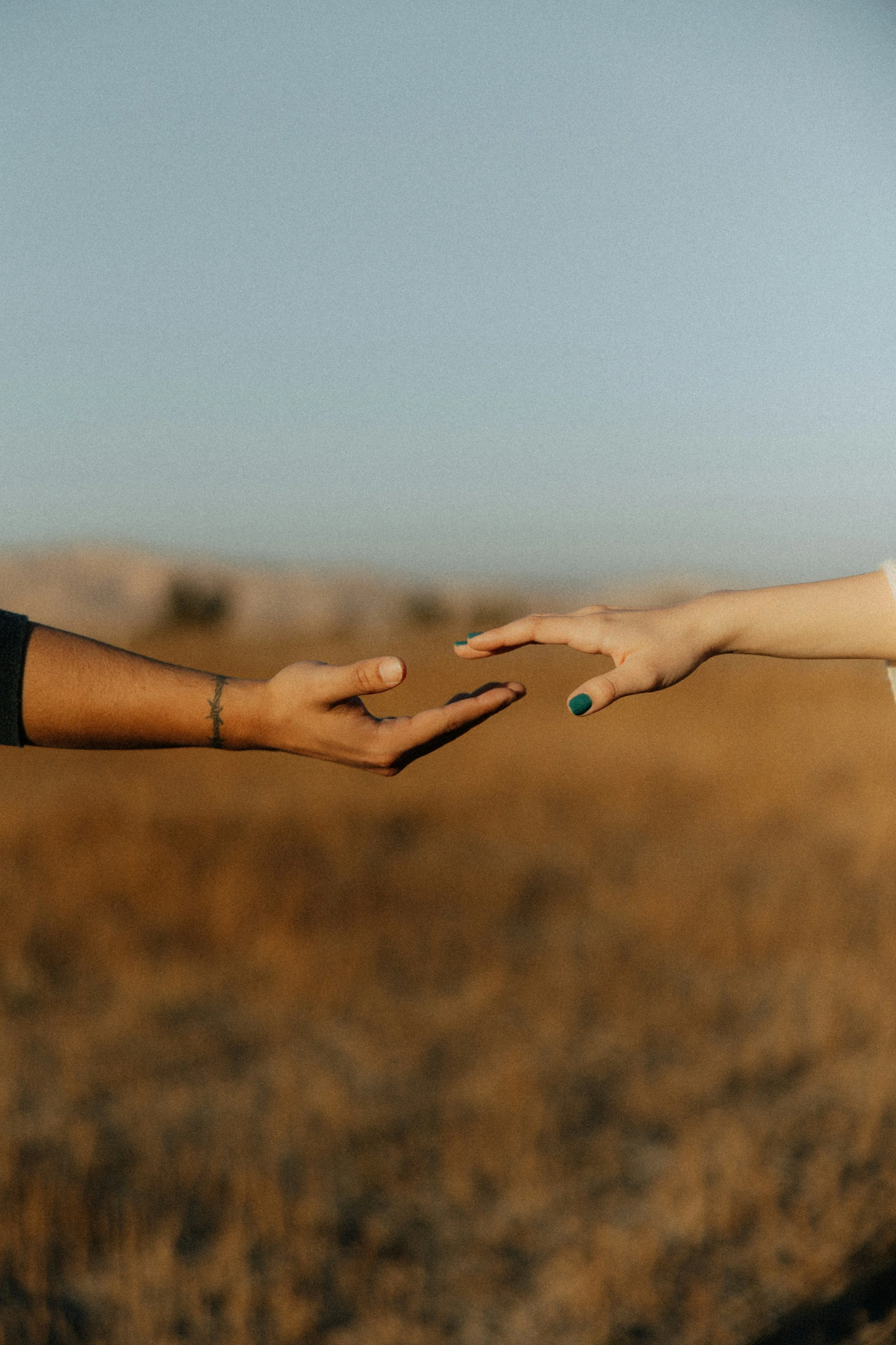 hands gently connecting, representing trust, calm and emotional wellbeing