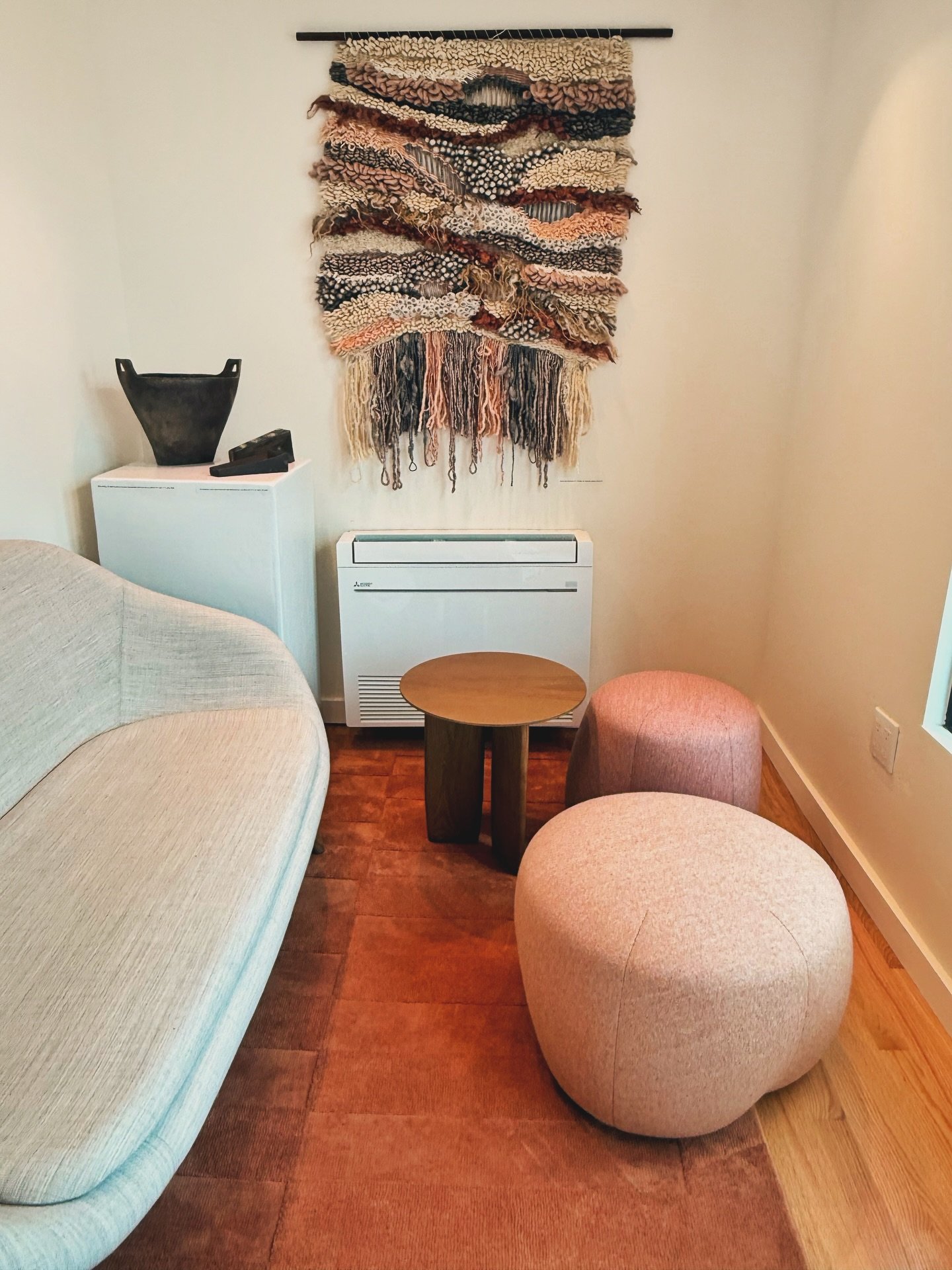 I got to check out my weavings in the new @blueskynmabq yesterday. Gorgeously curated by the amazing team at @harwoodartcenter. The space looks and feels fantastic! Thank you so much for the opportunity. The show will be up until the beginning of Jun