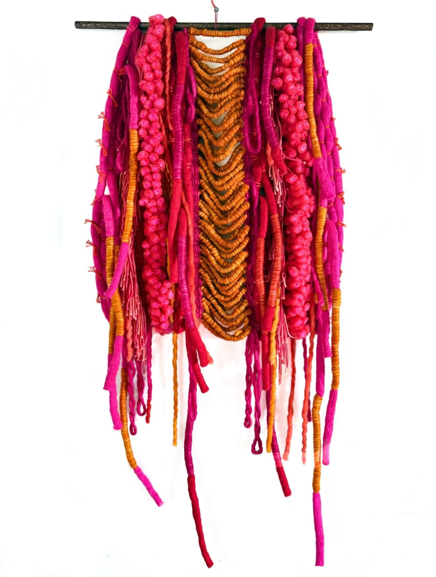 &ldquo;Emergence&rdquo; started out as a cocoon, but she wanted to be more free. Created with small batch, hand dyed Merino wool, worsted wool, and @lovefestfibers color core yarn.