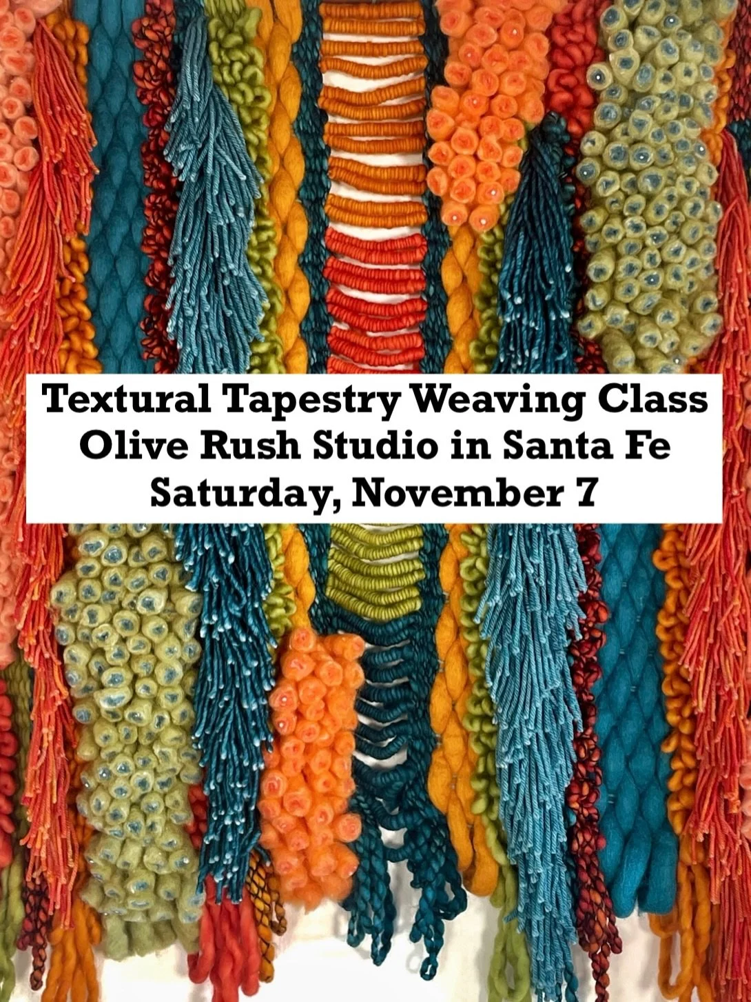 Join me for my Textural Tapestry Weaving Worskshop at the magical @oliverushstudio on Saturday, November 7 from 1-4. 

Learn the meditative art of weaving in Olive&rsquo;s historic living room on Canyon Road! We will explore working with color, rich 