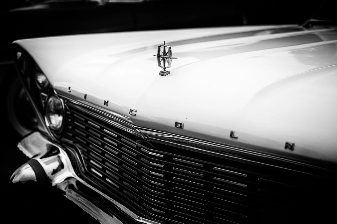 A classic Lincoln car hood and front grill.jpg