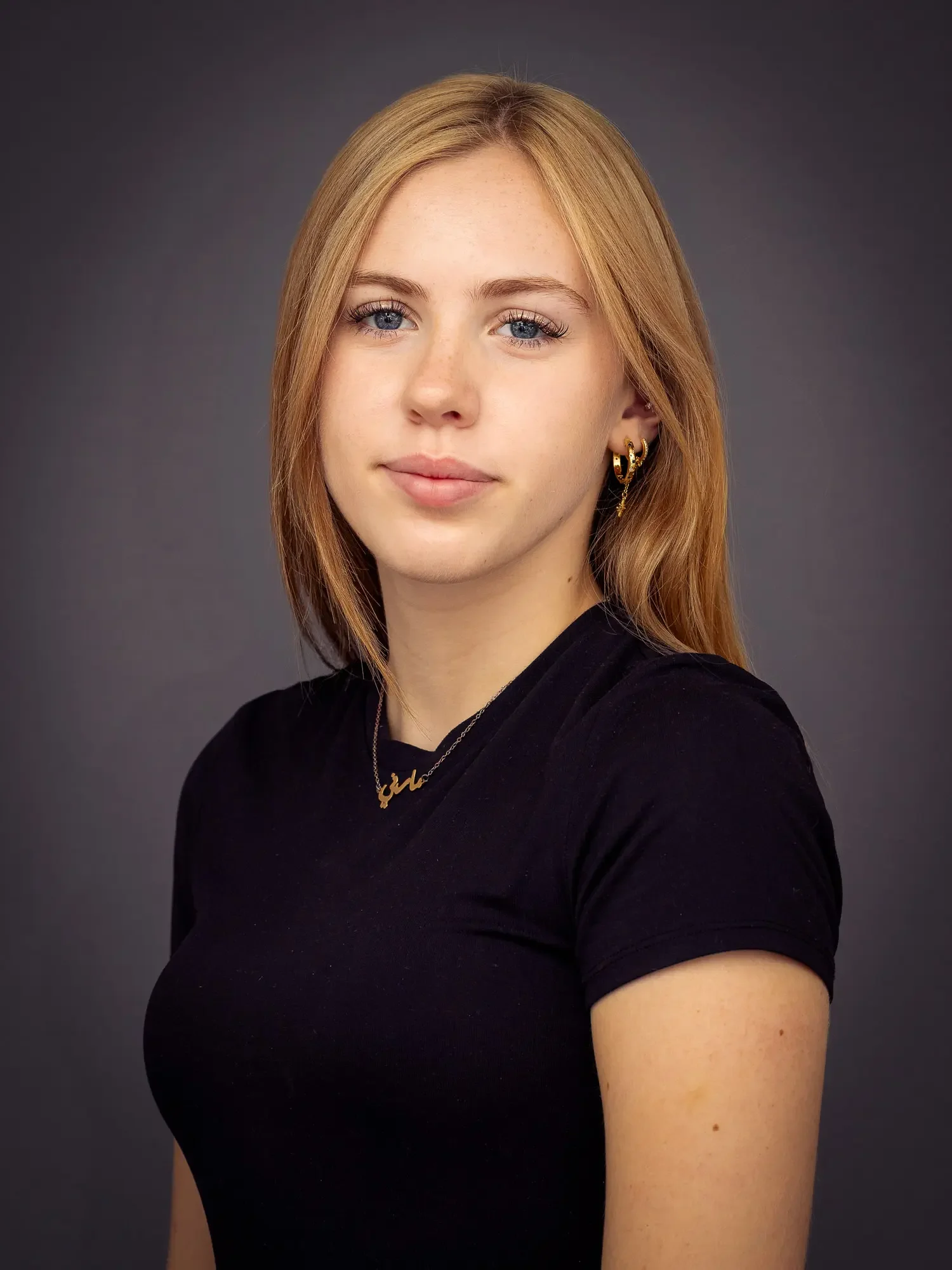 Theatrical-style actor headshot with direct eye contact, St Albans