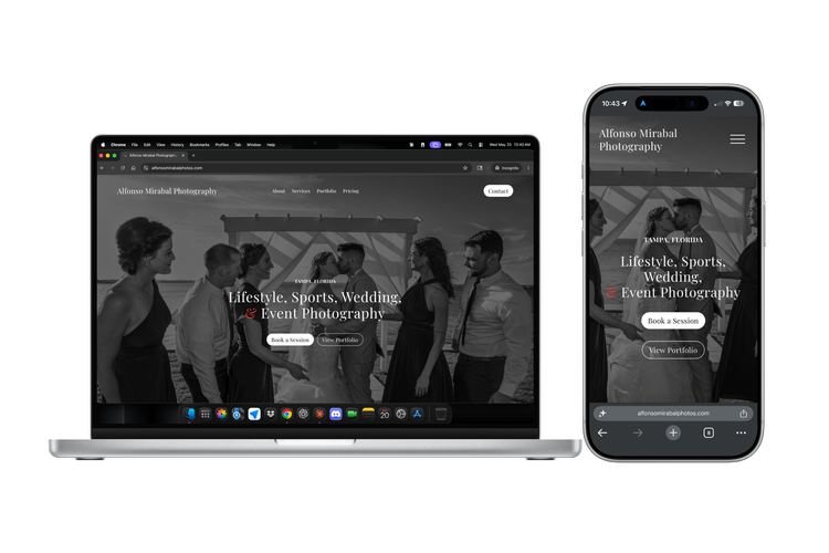 Alfonso Mirabal Photography website mockup