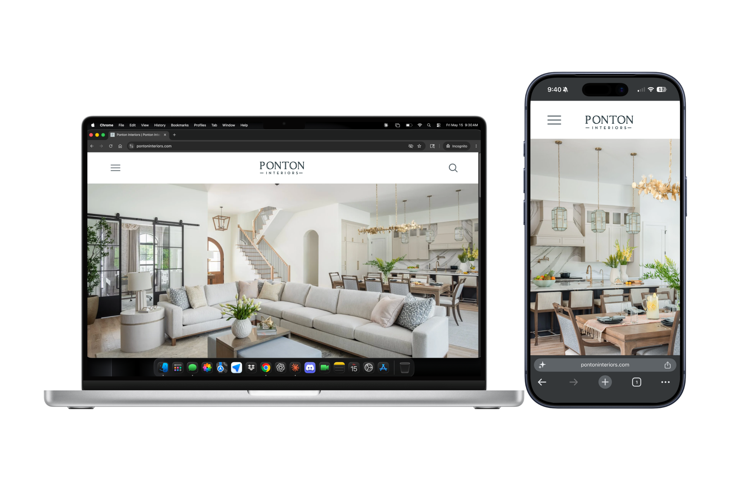 Ponton Interiors website mockup