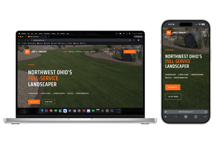 SBK Landscaping website mockup