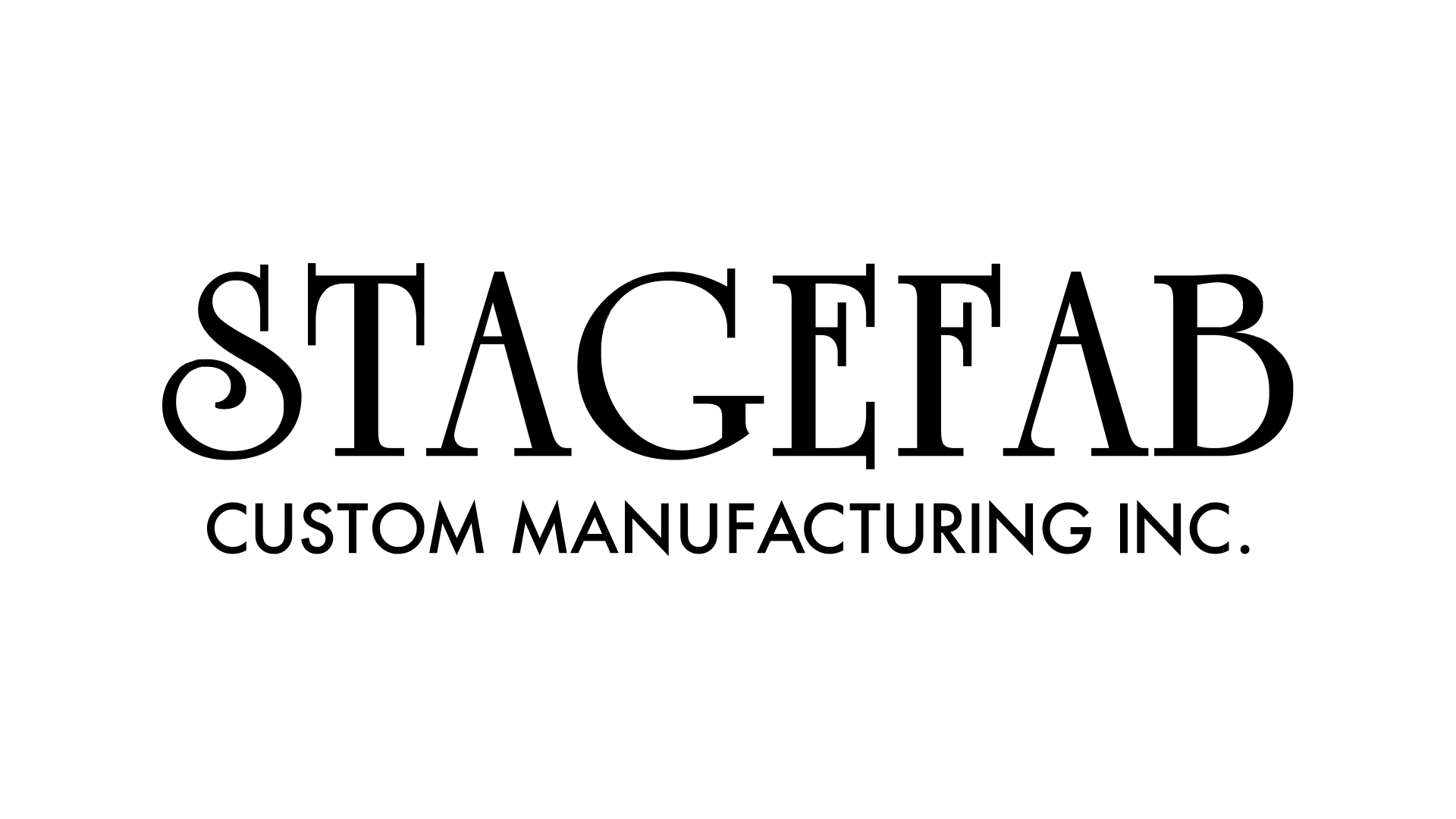 Stagetab Custom Manufacturing Inc. logo in black text on a white background.