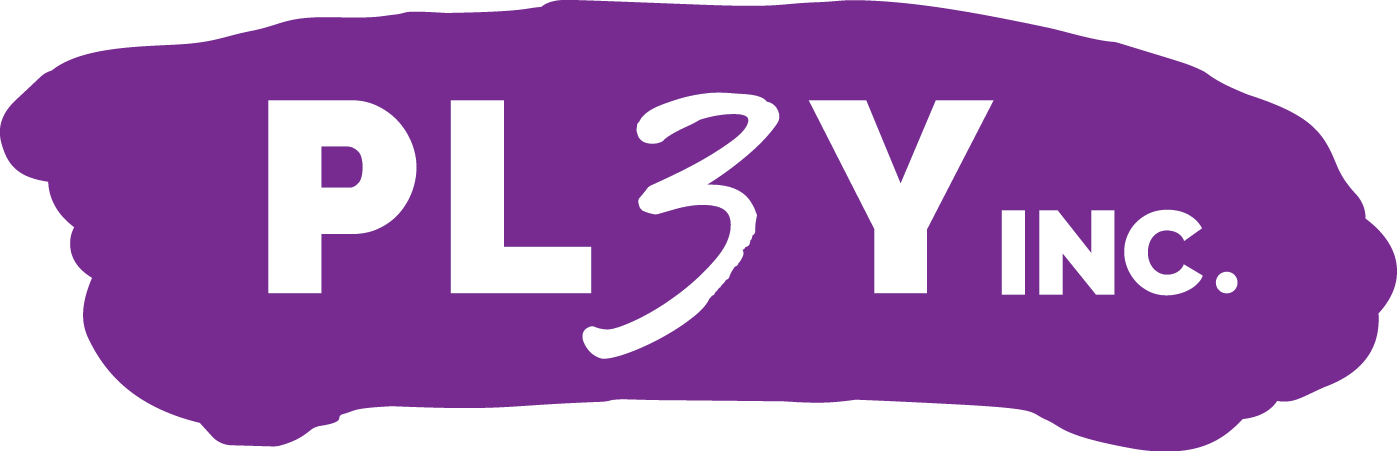 Logo for Play Inc. with the word 'PLAY' in large letters inside a purple cloud shape.