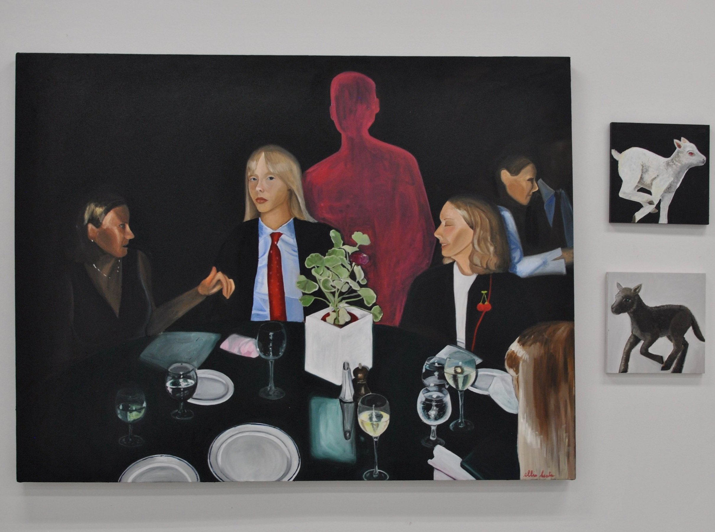 The Wolf in Sheep's Clothing,
an exploration of the self and one's own culpability,
oil on 42x54" canvas,
2024