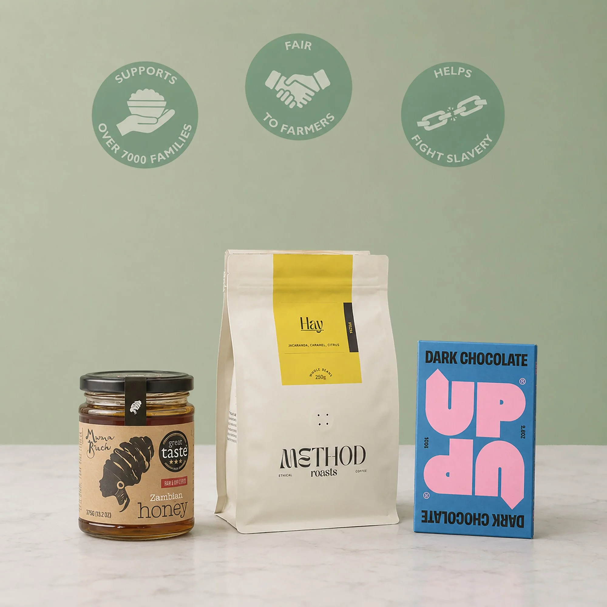Artisan products from ethical producers supporting farmers, families and anti-slavery initiatives.