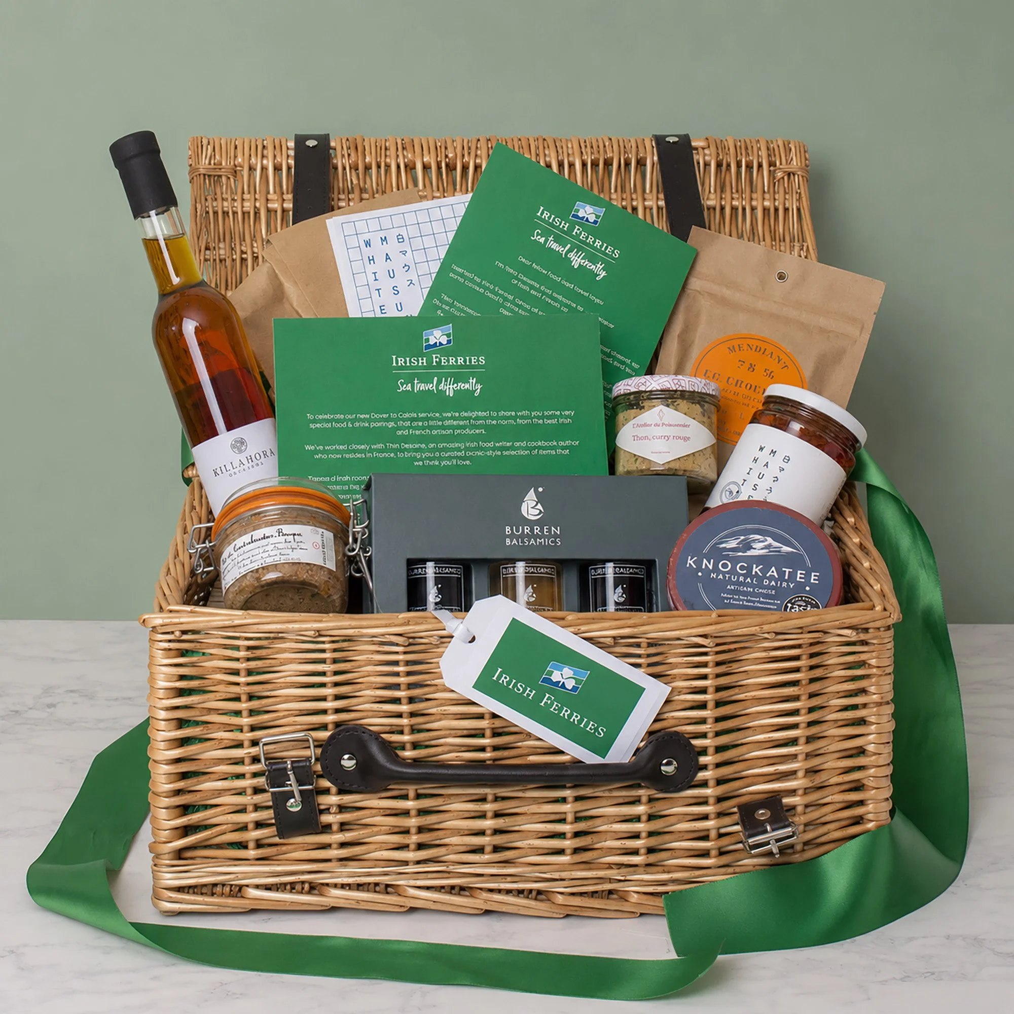 Personalised Promotional PR Hamper for Irish Ferries in a Traditional Basket full of Irish Products