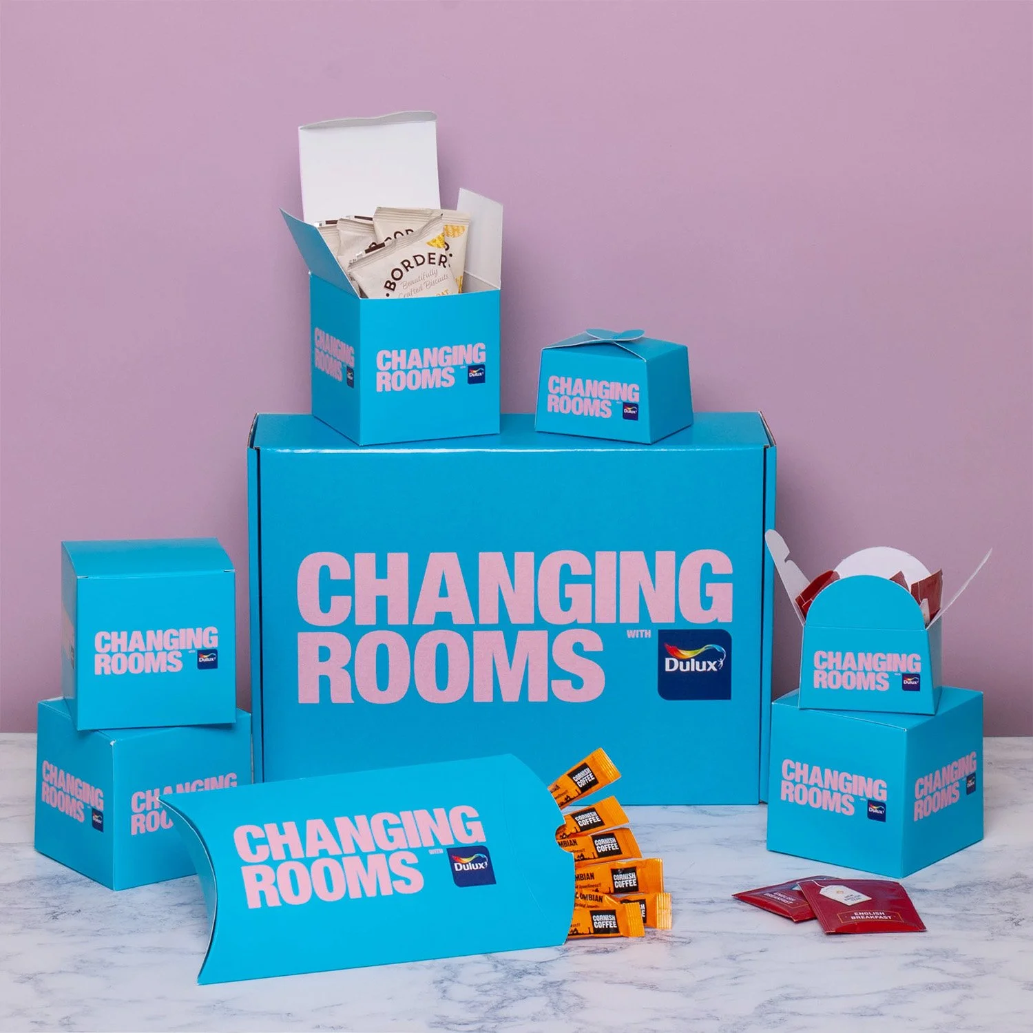 Branded Gift Boxes with Biscuits, Tea & Coffee for Dulux,