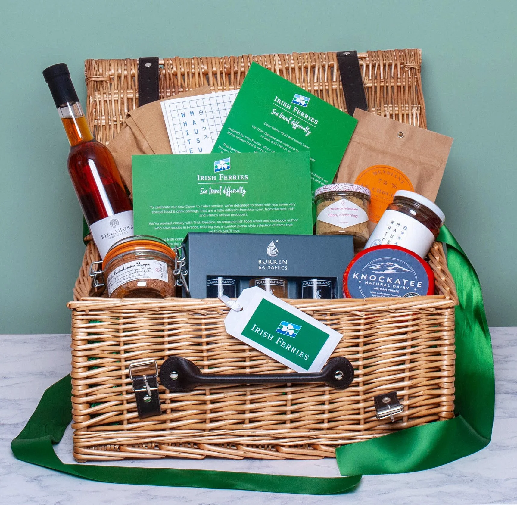 Personalised Promotional PR Hamper for Irish Ferries in a Traditional Basket full of Irish Products