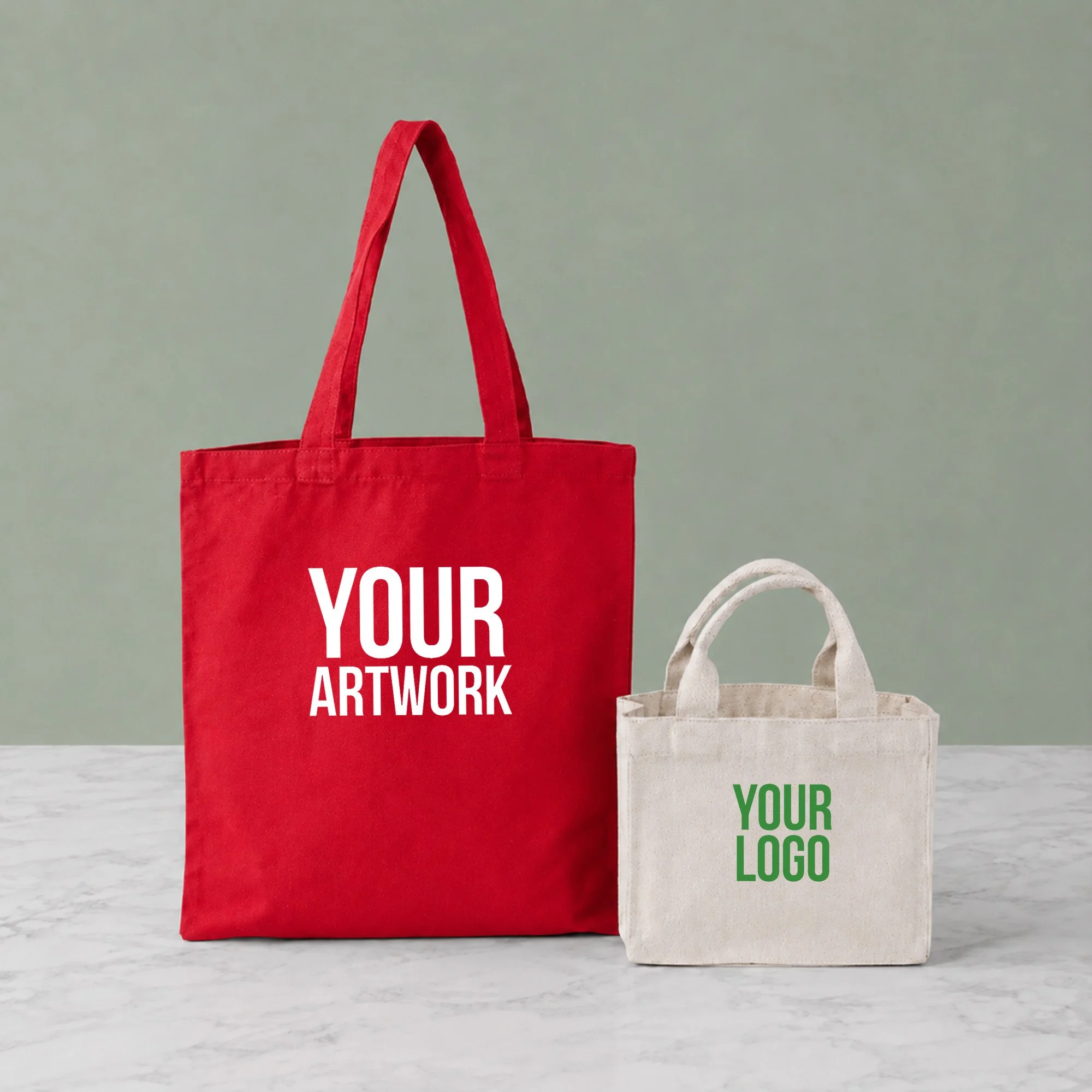Branded Christmas gift bags in two sizes with custom logo printing for Christmas hamper and event gifting