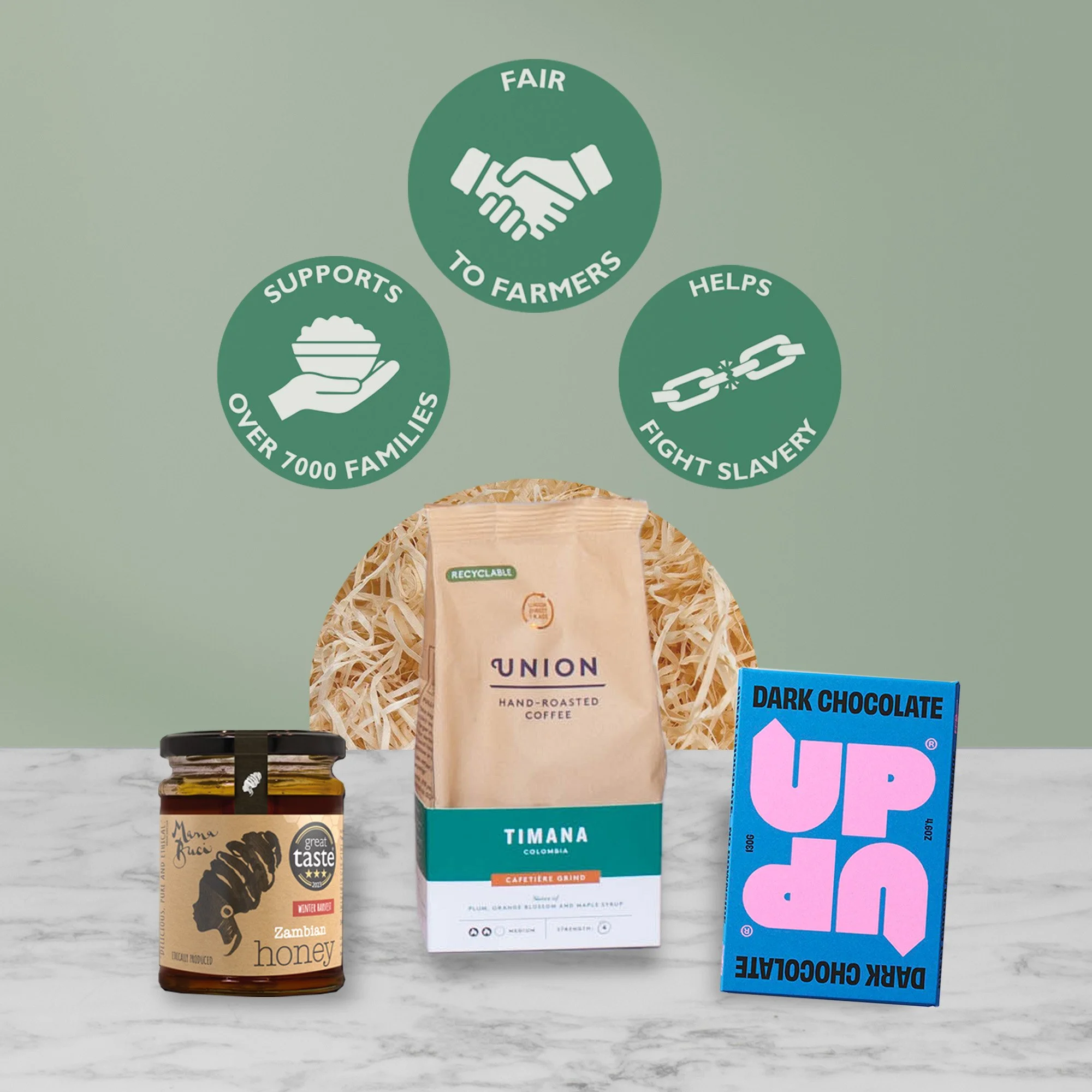 Artisan products from ethical producers supporting farmers, families and anti-slavery initiatives.