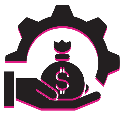 half gear with money bag under - black and pink