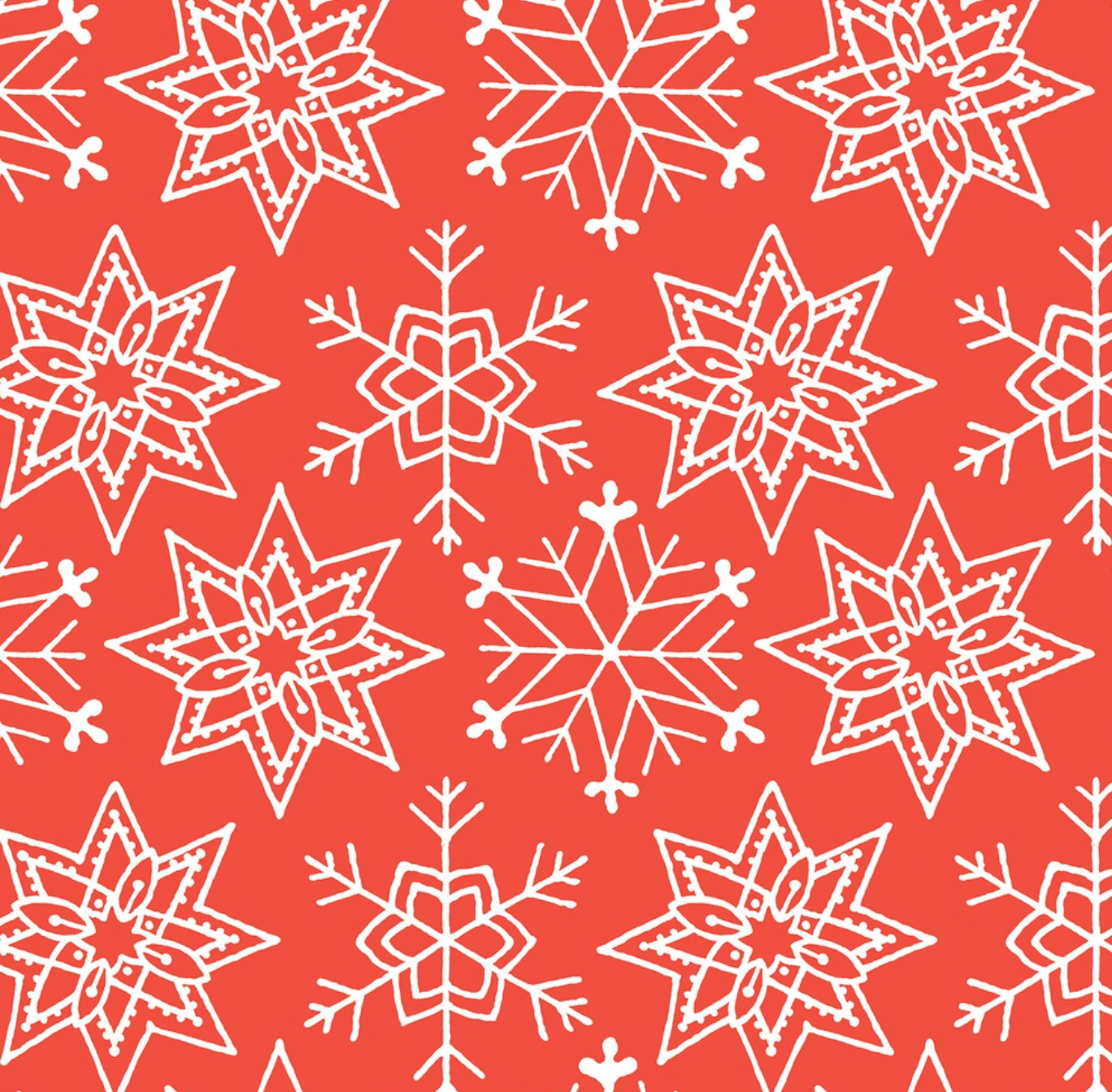 Red Large White Snowflakes