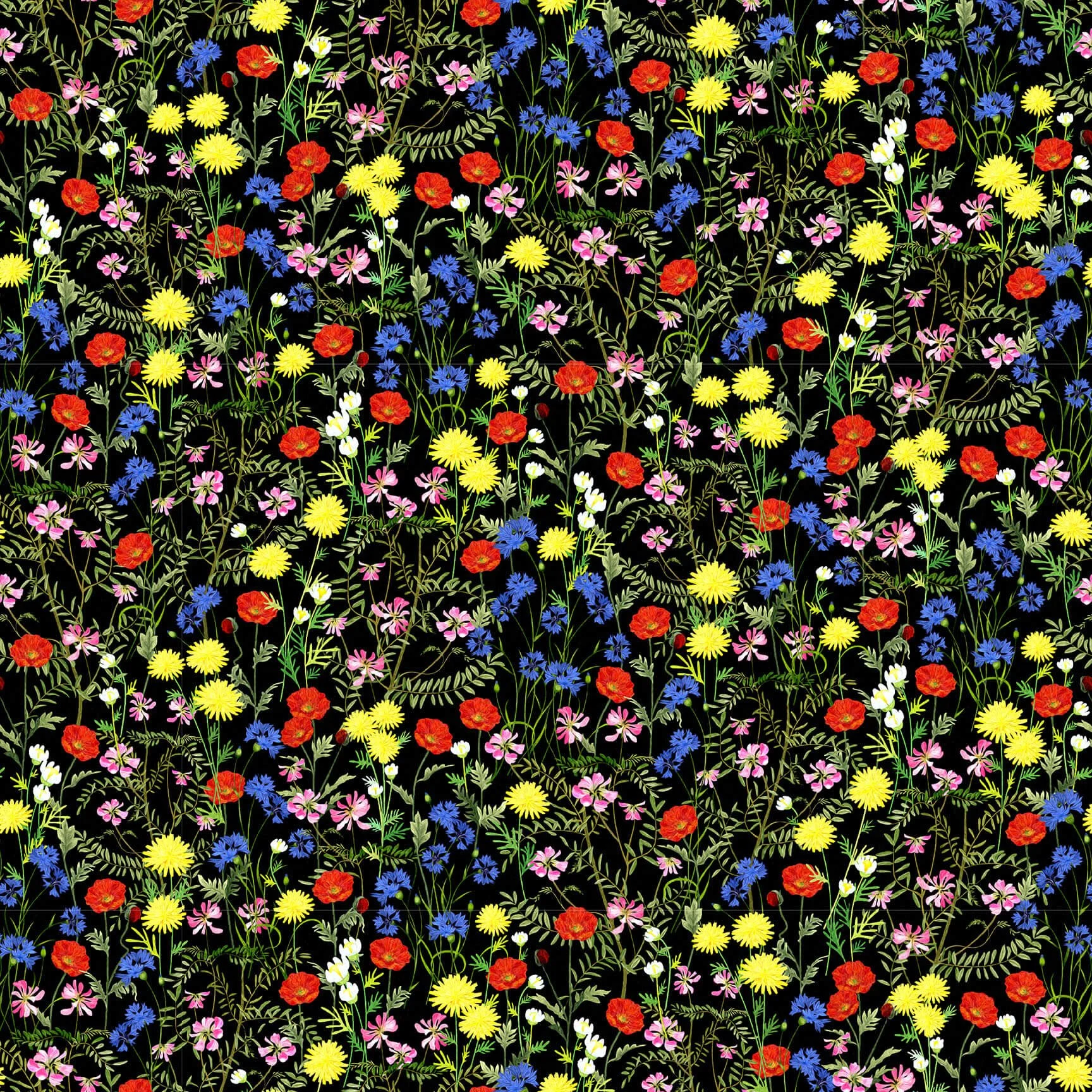 Large Wildflowers Black