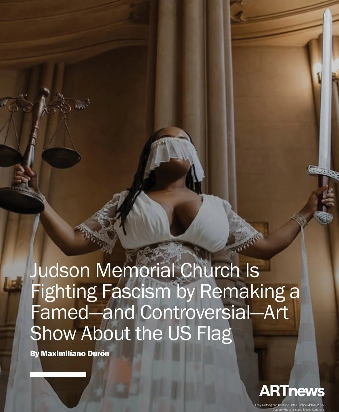 Thank you @artnews for featuring our work 🤍 and the historic @judsonchurchnyc Flag Show for giving space to artists, to challenge what the American 🇺🇸 Flag represents today&hellip;..
.
.
Grateful for the opening reception last night, and to witnes
