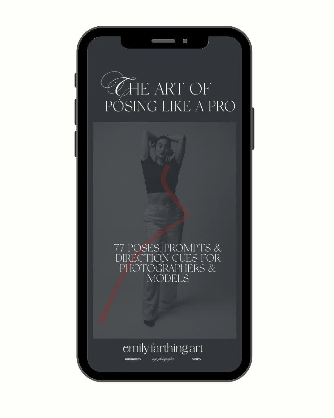 Cell Phone showing The Art of Posing Like a Pro Guide
