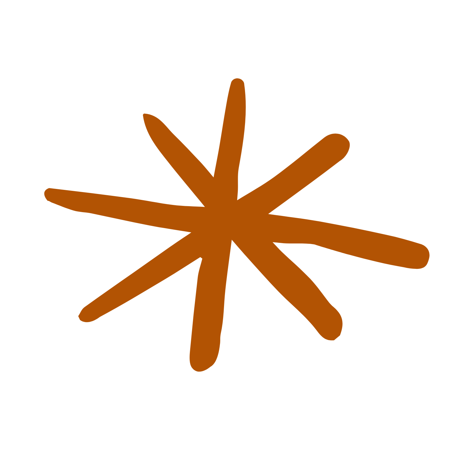 Illustration of a star-shaped cinnamon stick with multiple elongated points.