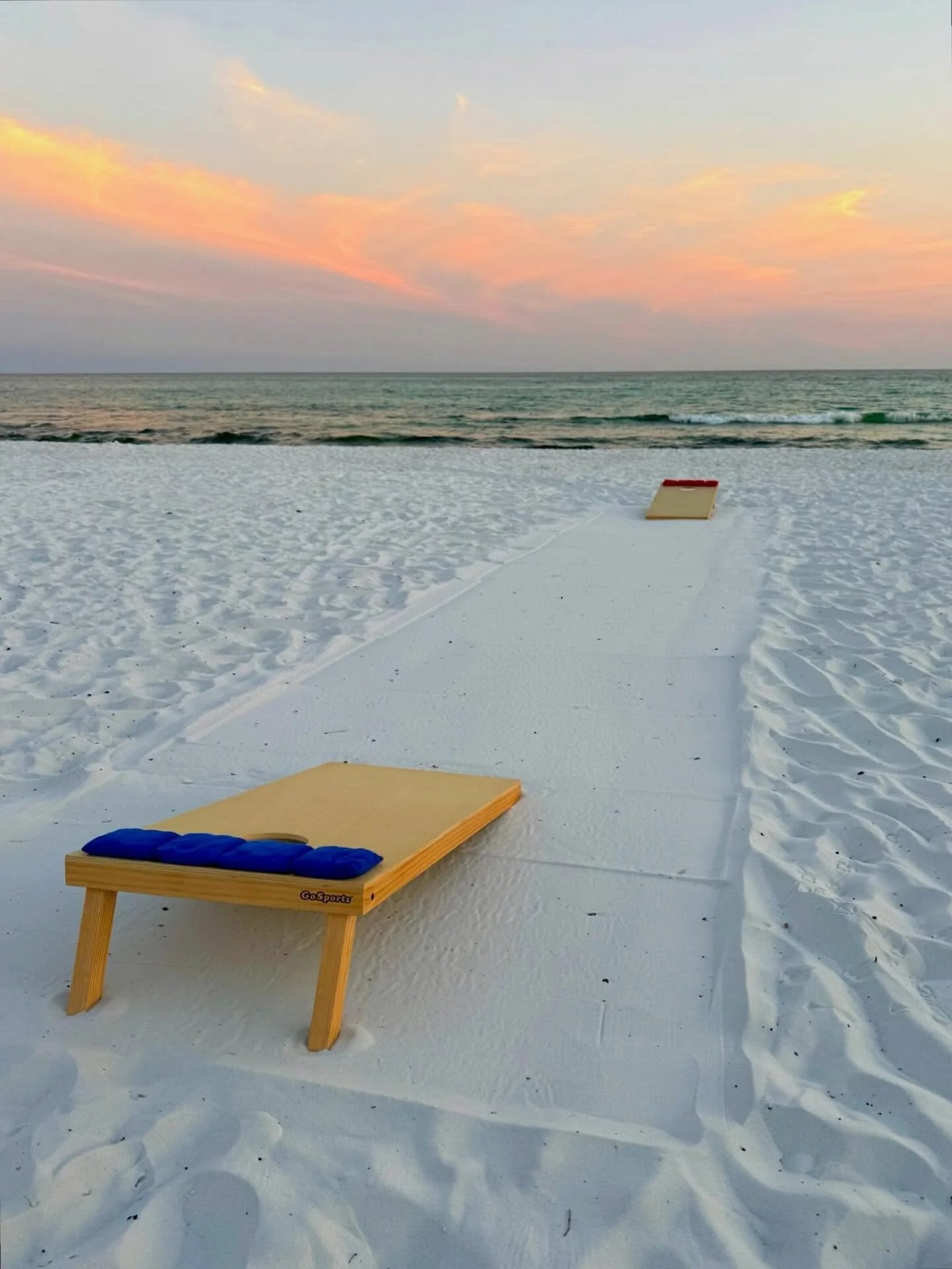 Add a competitive flare to your chill beach bonfire with our light-up corn hole set. Available to add on to any bonfire for just $25 🤙 Let the games begin! #30abeaches #beachbonfire #bacheloretteparty #familynightout #30a