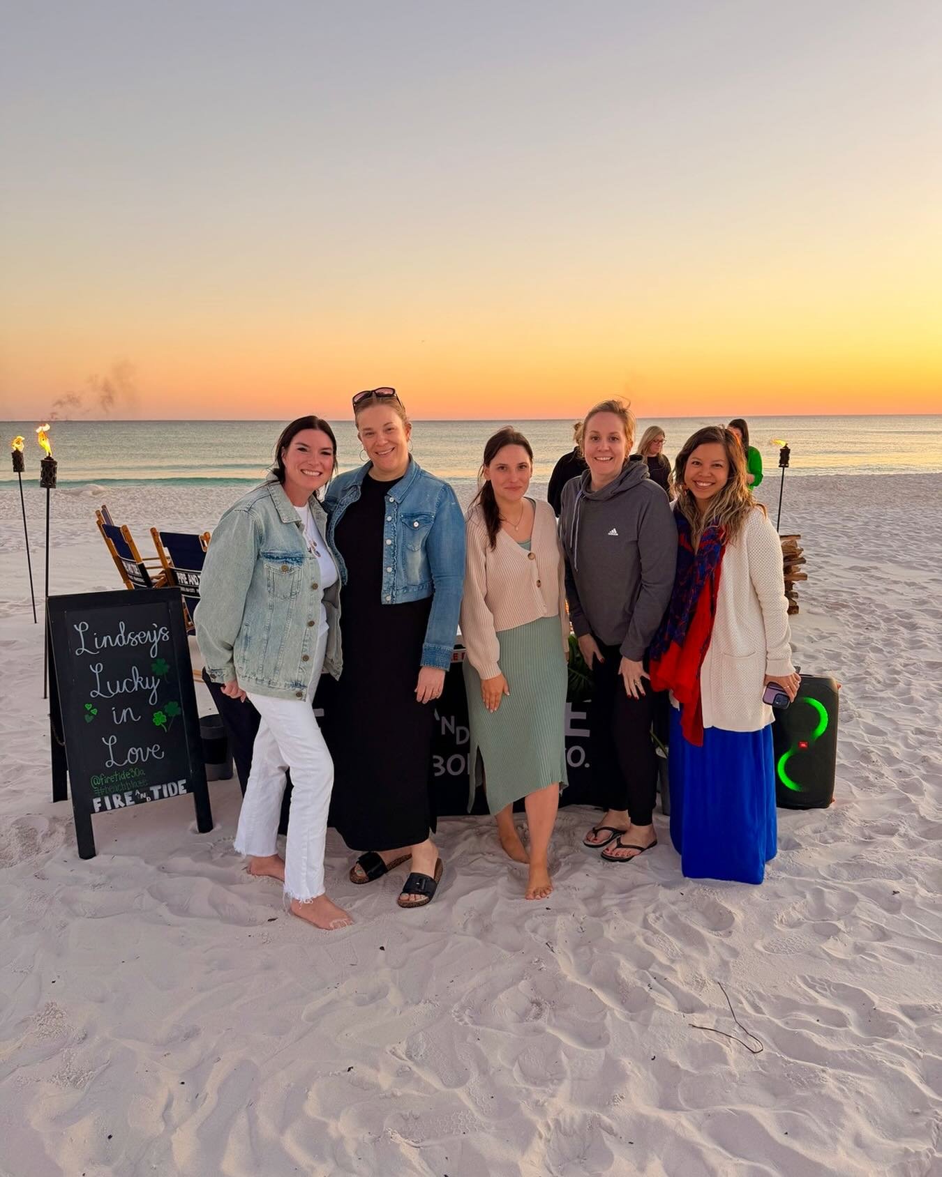 Celebrating Lindsey and her crew tonight! 🍀💚 #luckyinlove #bachelorette #bachelorettebonfire #beachbonfire30a #30a