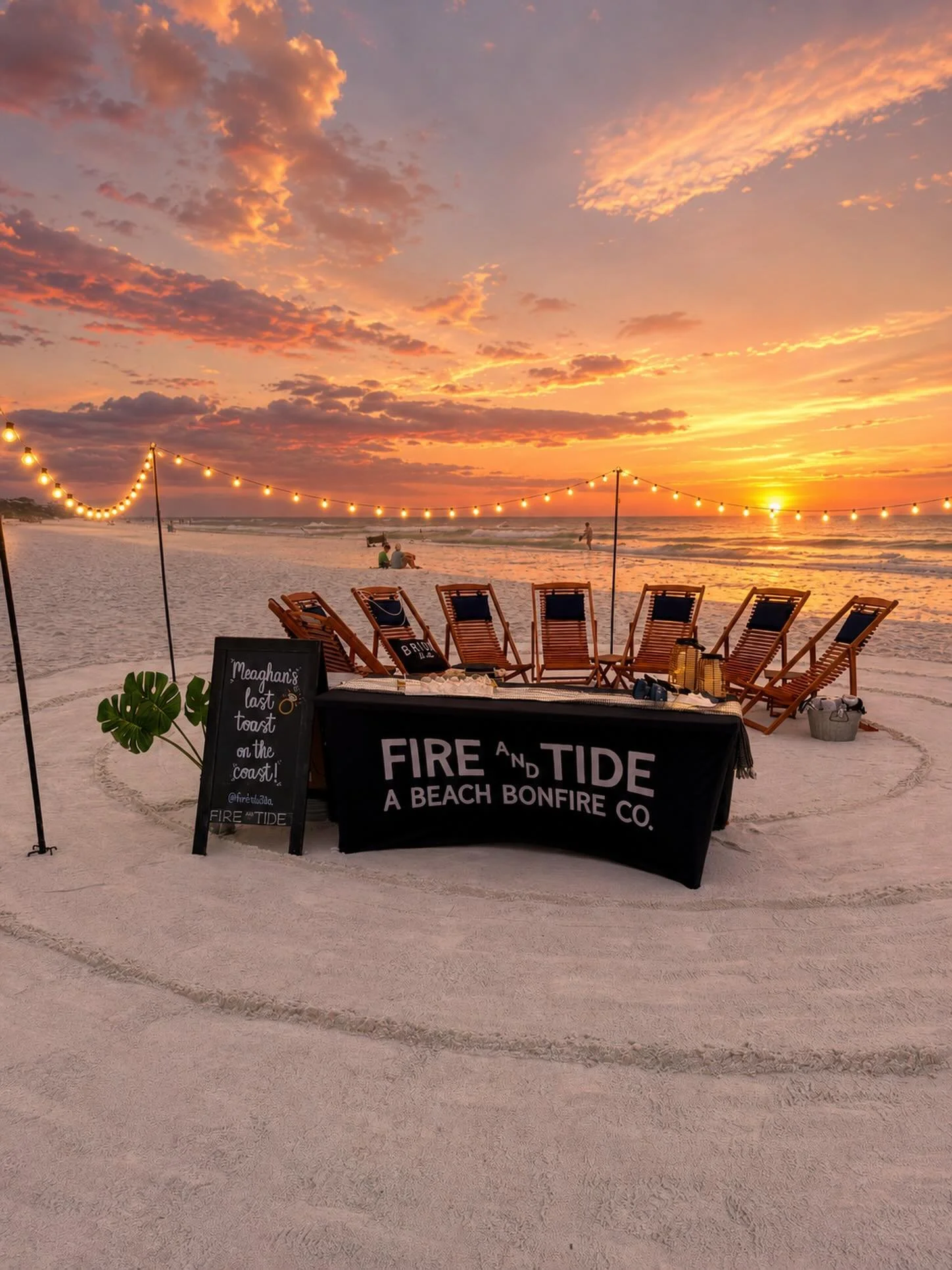 Now offering the option to elevate your beach bonfire with string lights! 😍🌅🔥🌴✨ #30abeachbonfire #solostove #beachbonfire #lovefl #magical