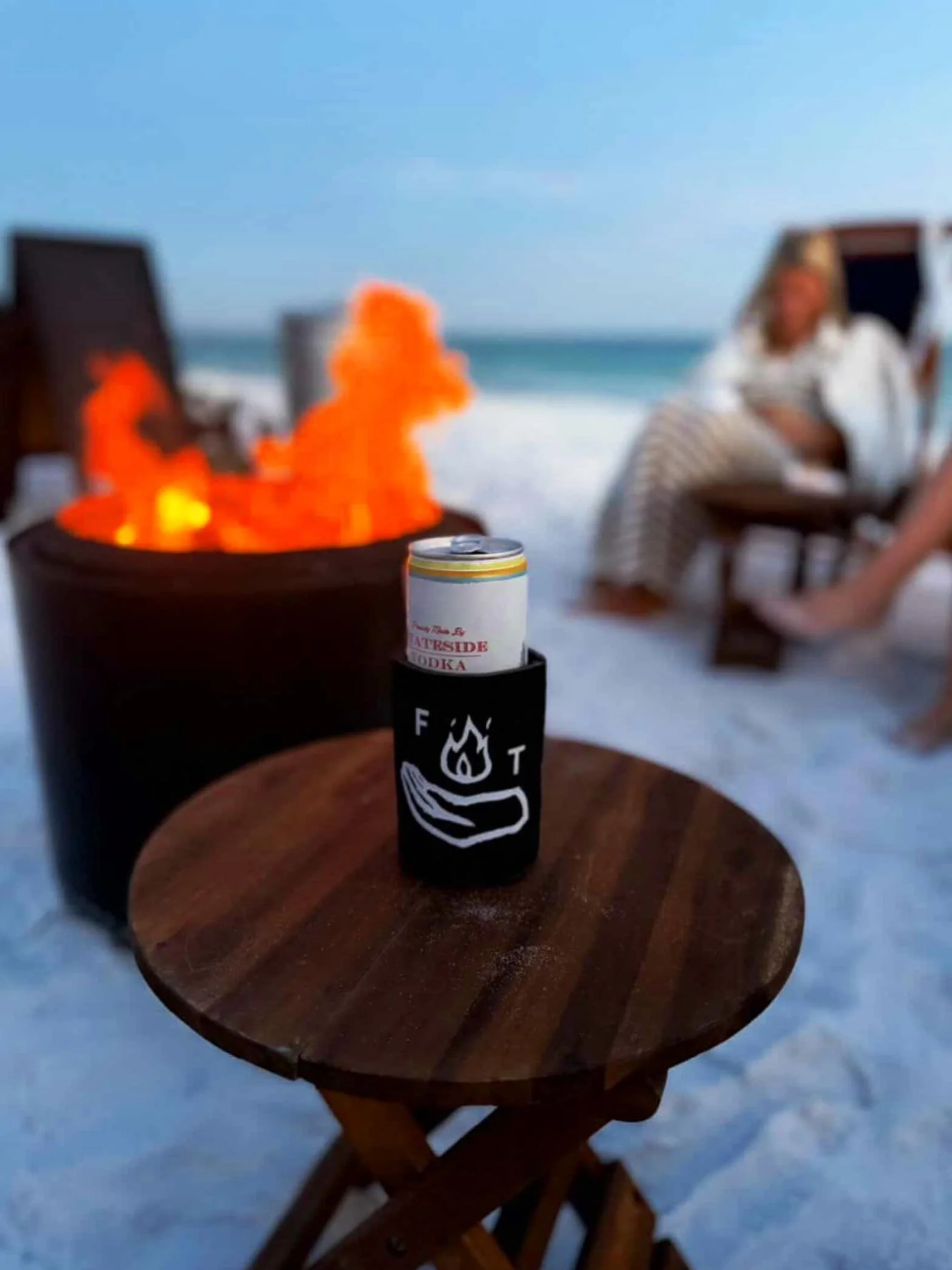 A cold @statesidevodka and a beach bonfire.. nothin&rsquo; like it! 🔥🍺 🌊 #fireandtide30a #beachbonfire30a #bachelorettebonfire #bacheloretteparty #30anightlife