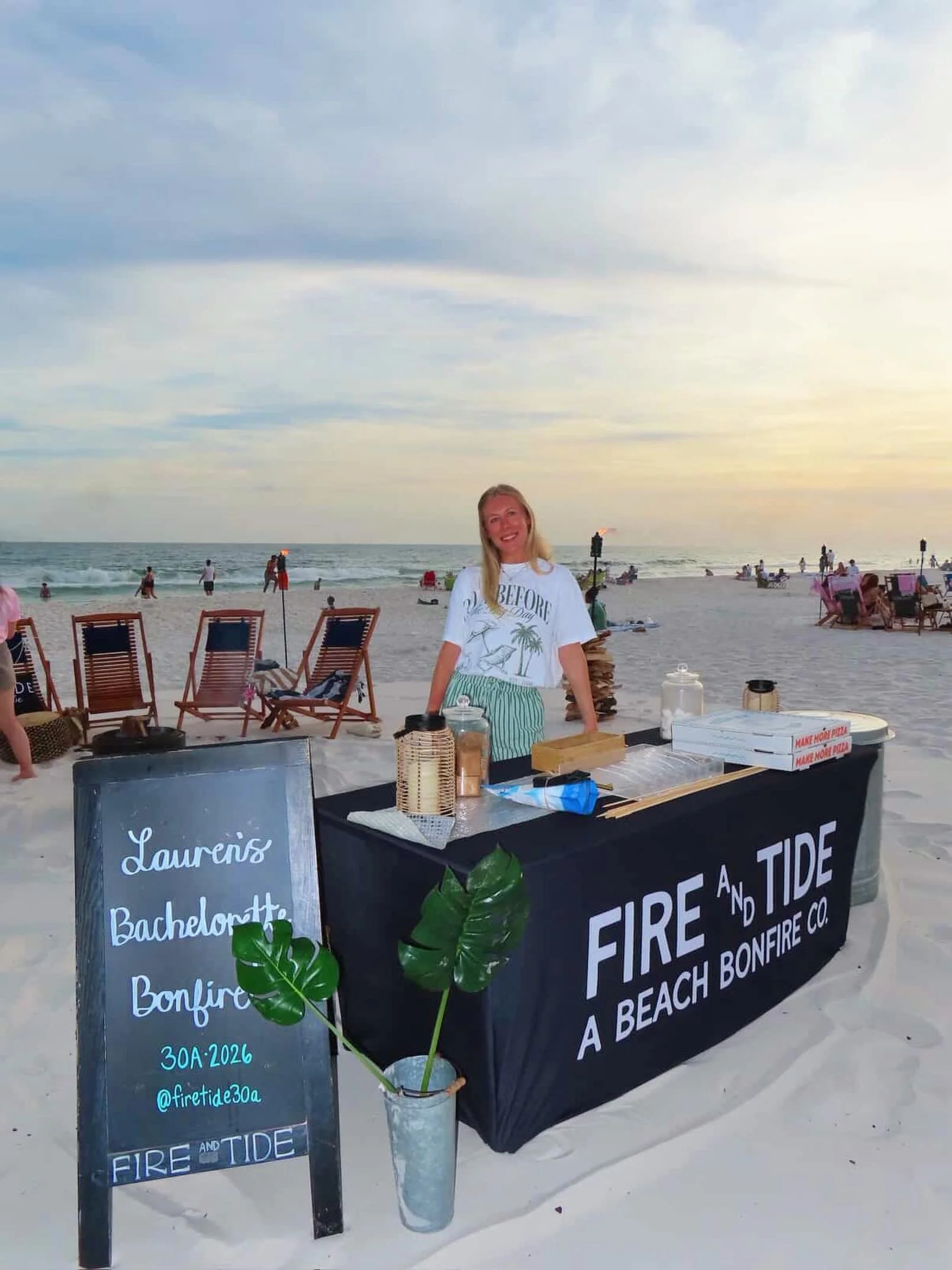 Lauren&rsquo;s Bachelorette Beach Bonfire last night! 🌴 🔥 🌊 🥂 ✨ #beachbonfire30a #lovefl #rosemarybeach #beachbonfire #bachelorette