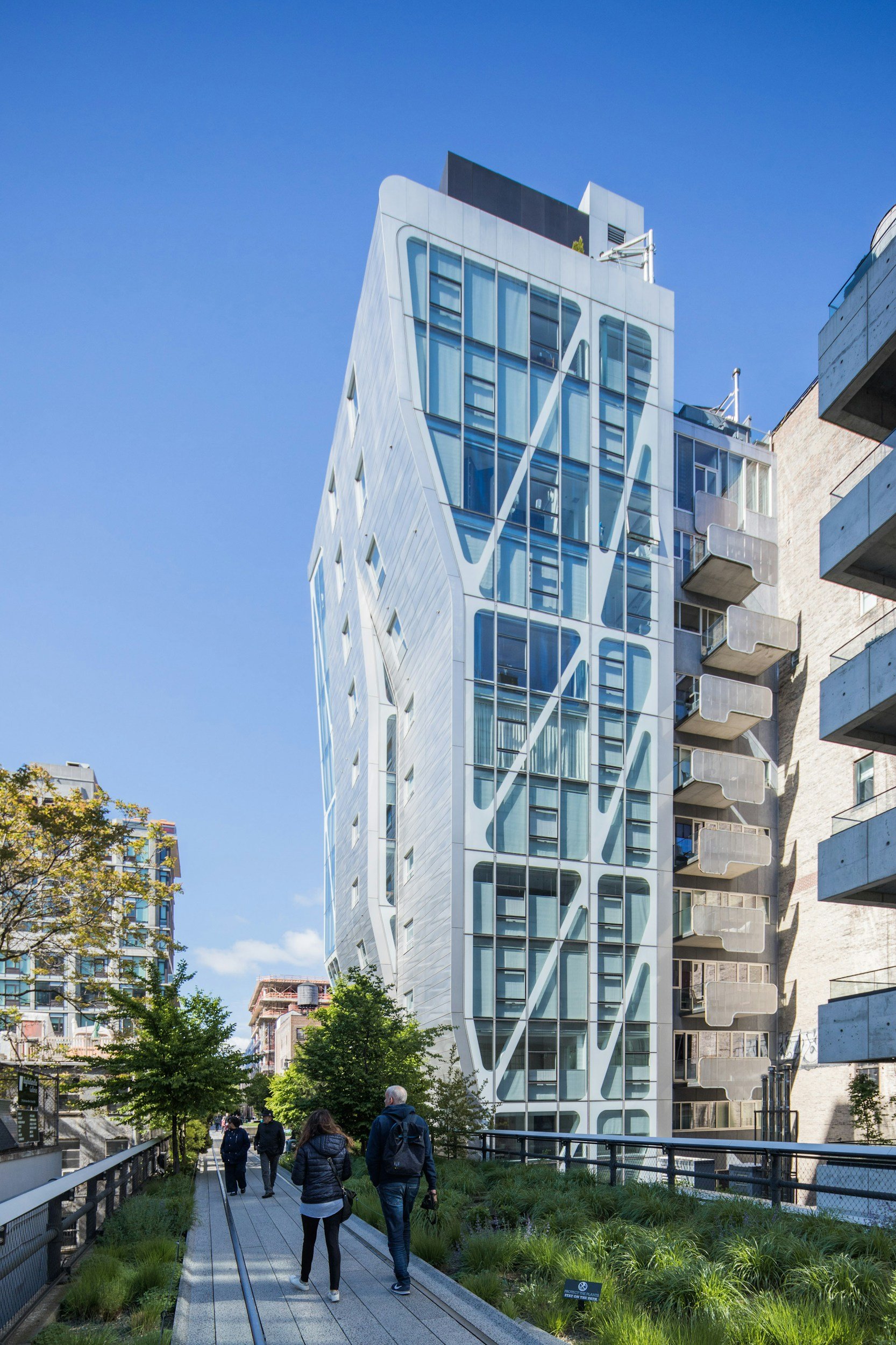 The High Line elevated park in Chelsea Manhattan with gardens and city views