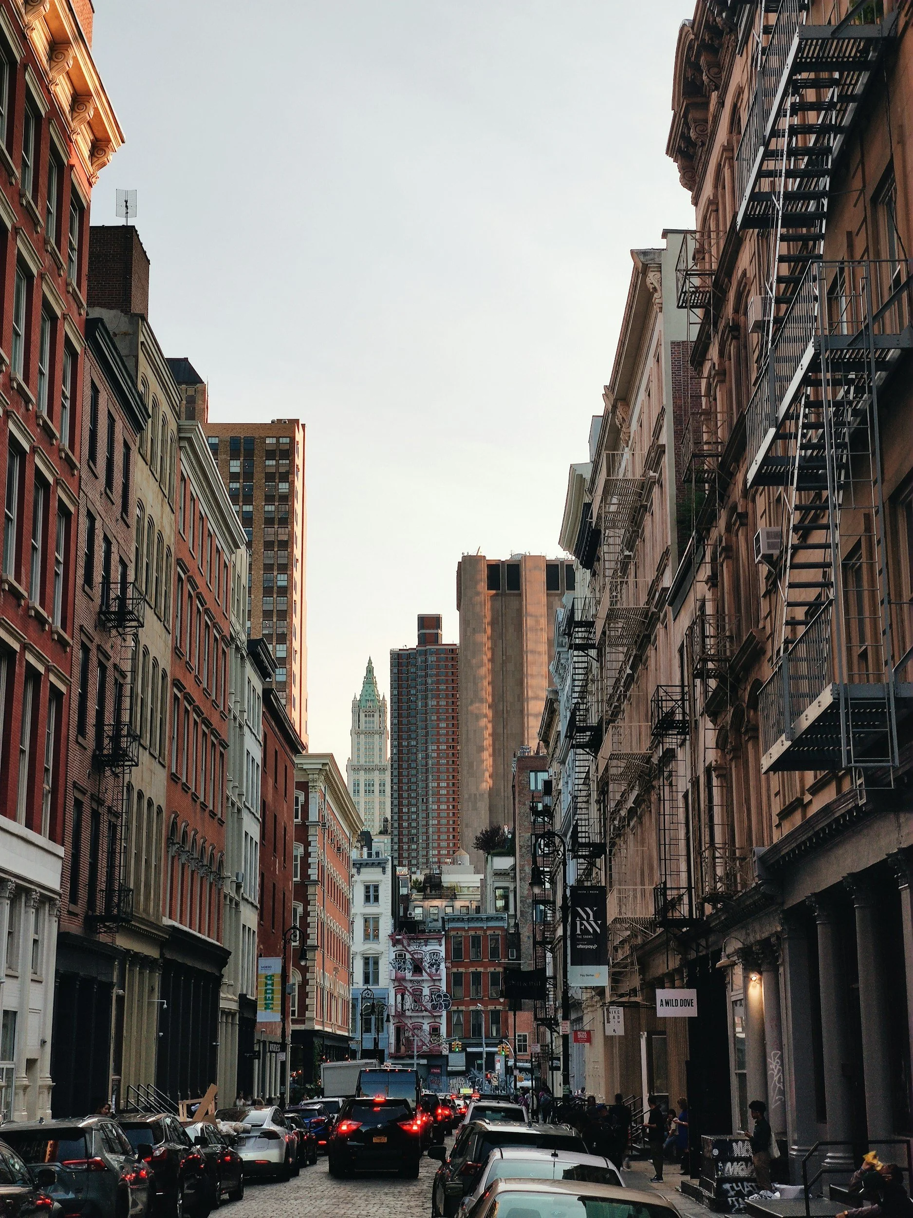 Cast-iron buildings on a historic street in SoHo, Manhattan