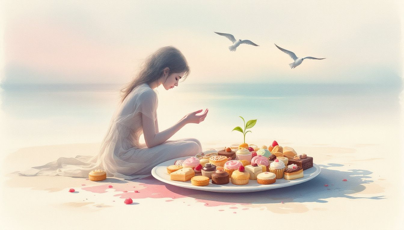 A visual representation of the struggle with overeating.