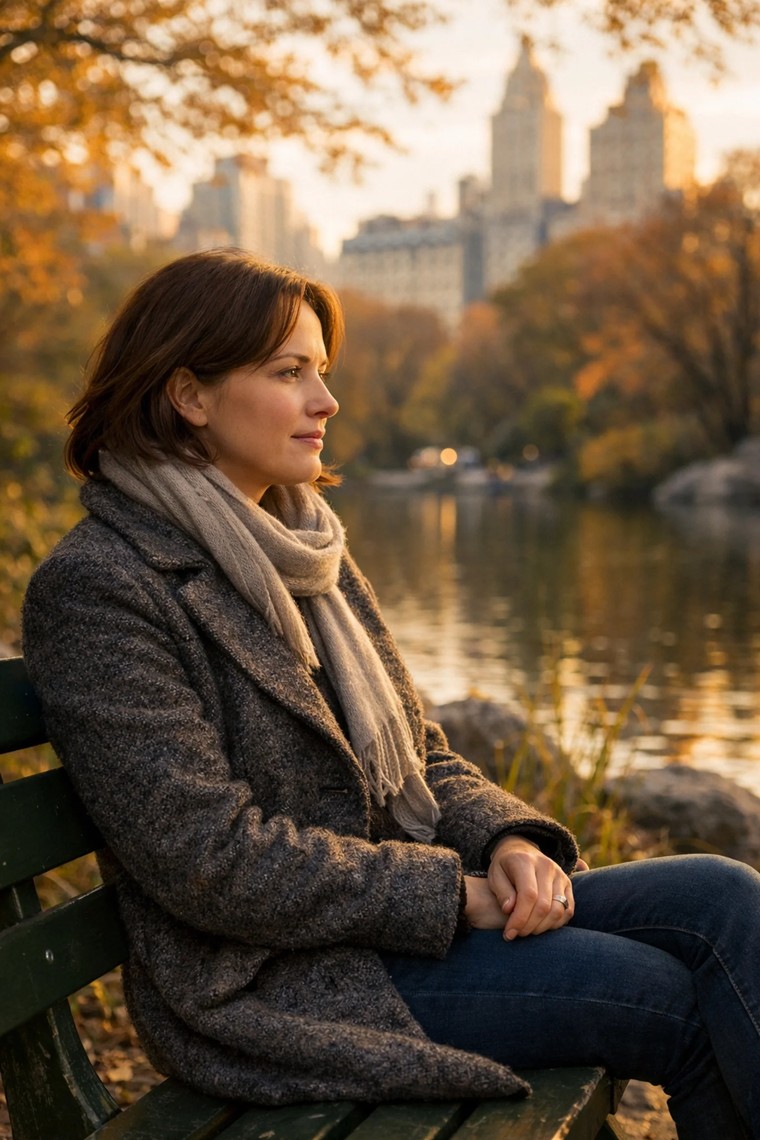 A birth mom reflecting in an NYC park, showing why parents need an adoption therapist for emotional support