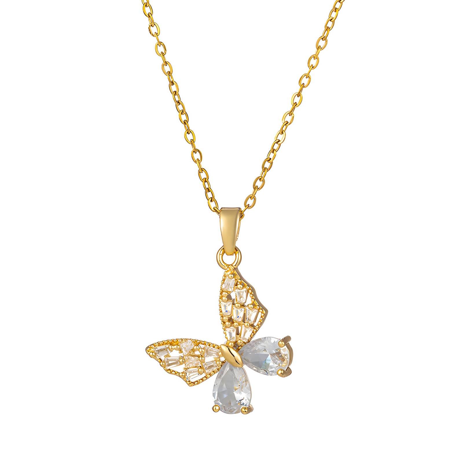 18K Gold Plated Stainless Steel Butterfly Necklace