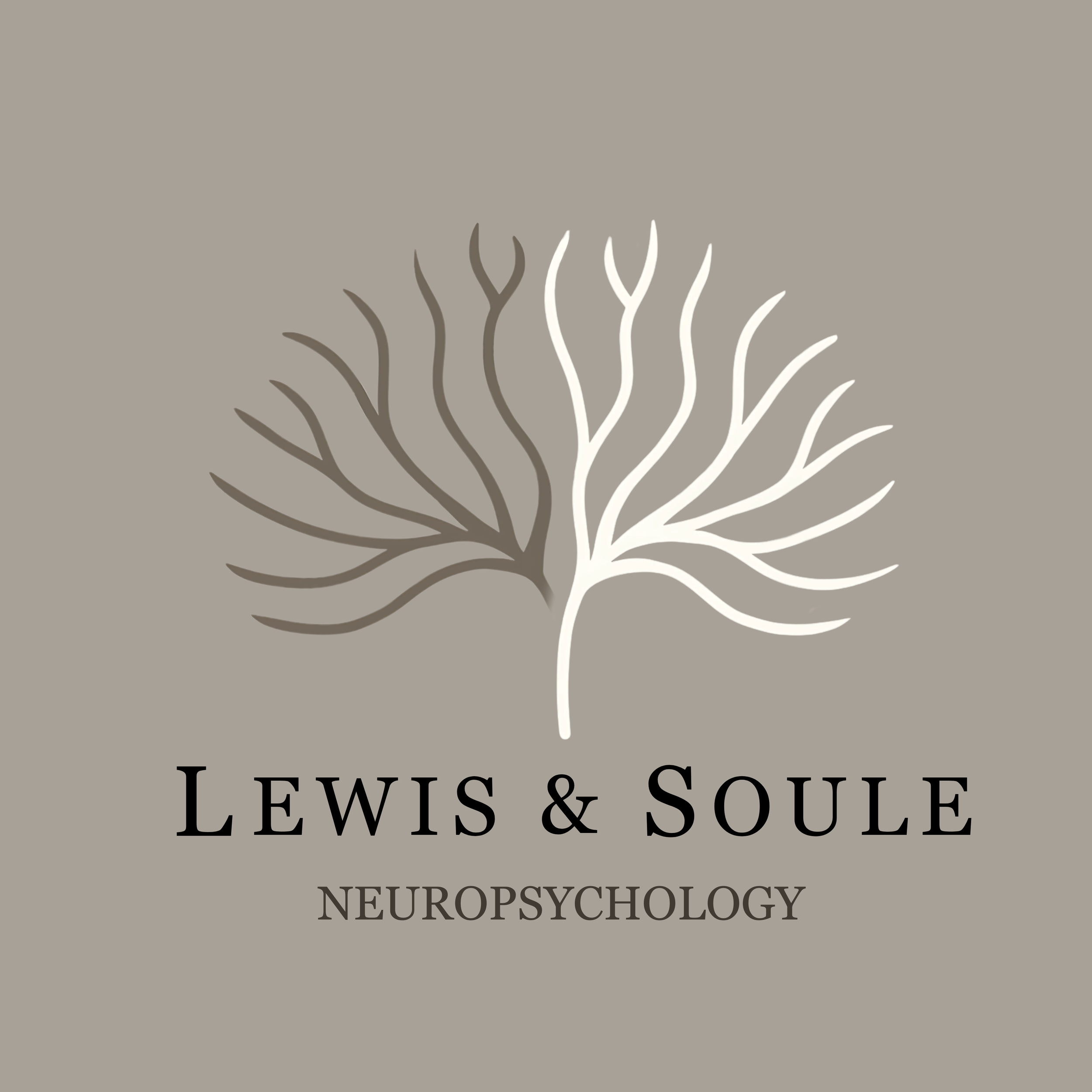 Lewis & Soule Neuropsychologists – Cape Town-based clinical neuropsychology practice logo featuring a stylized, two-tone tree representing neuronal connections.