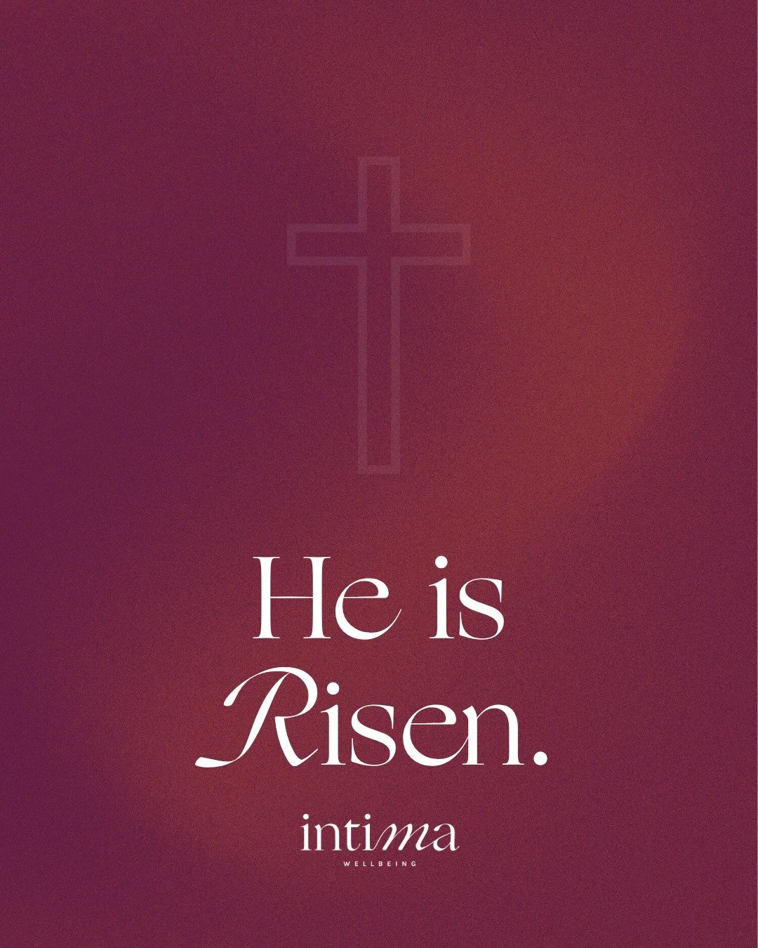 He is risen.

A season of renewal.
Of grace.
Of new life.

At Intima Wellbeing, we believe in caring for the whole person&mdash;body, mind, and spirit.

Wishing you a peaceful and joy-filled Easter. 🤍