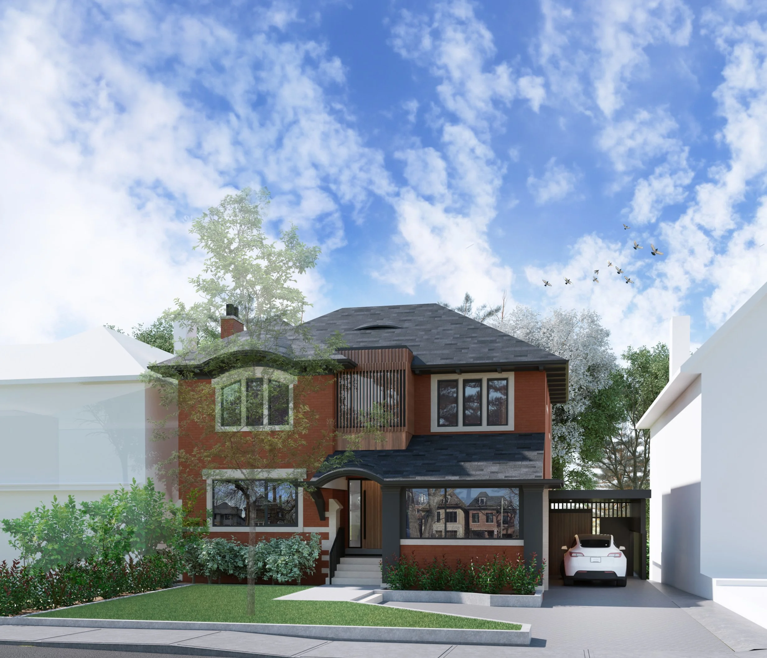 House on a Ravine front facade render
