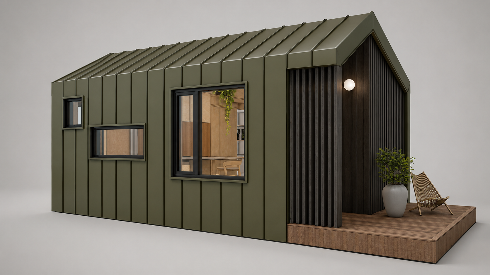 SML House by These Architects render of standing seam clad and playful window layout