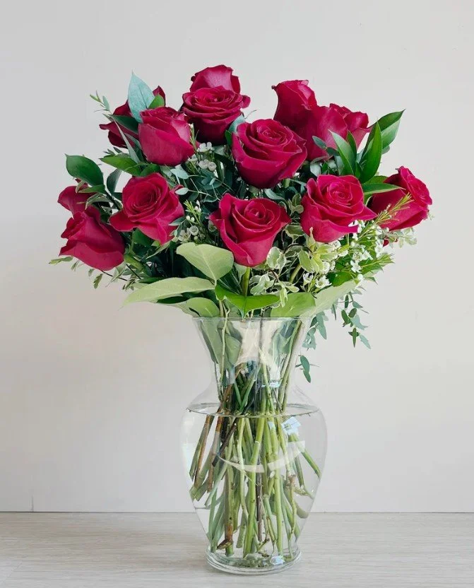 2 Dozen Roses Arranged