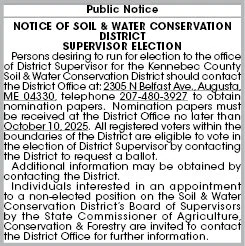 Notice of Soil & Water Conservation District Supervisor Election