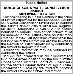 Notice of Soil &amp; Water Conservation District Supervisor Election 2026