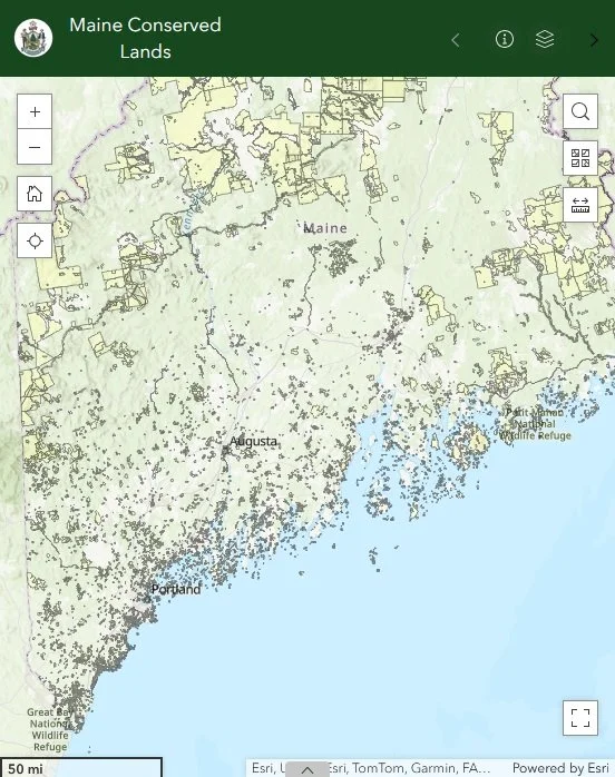 Snapshot of Maine Conserved Lands map