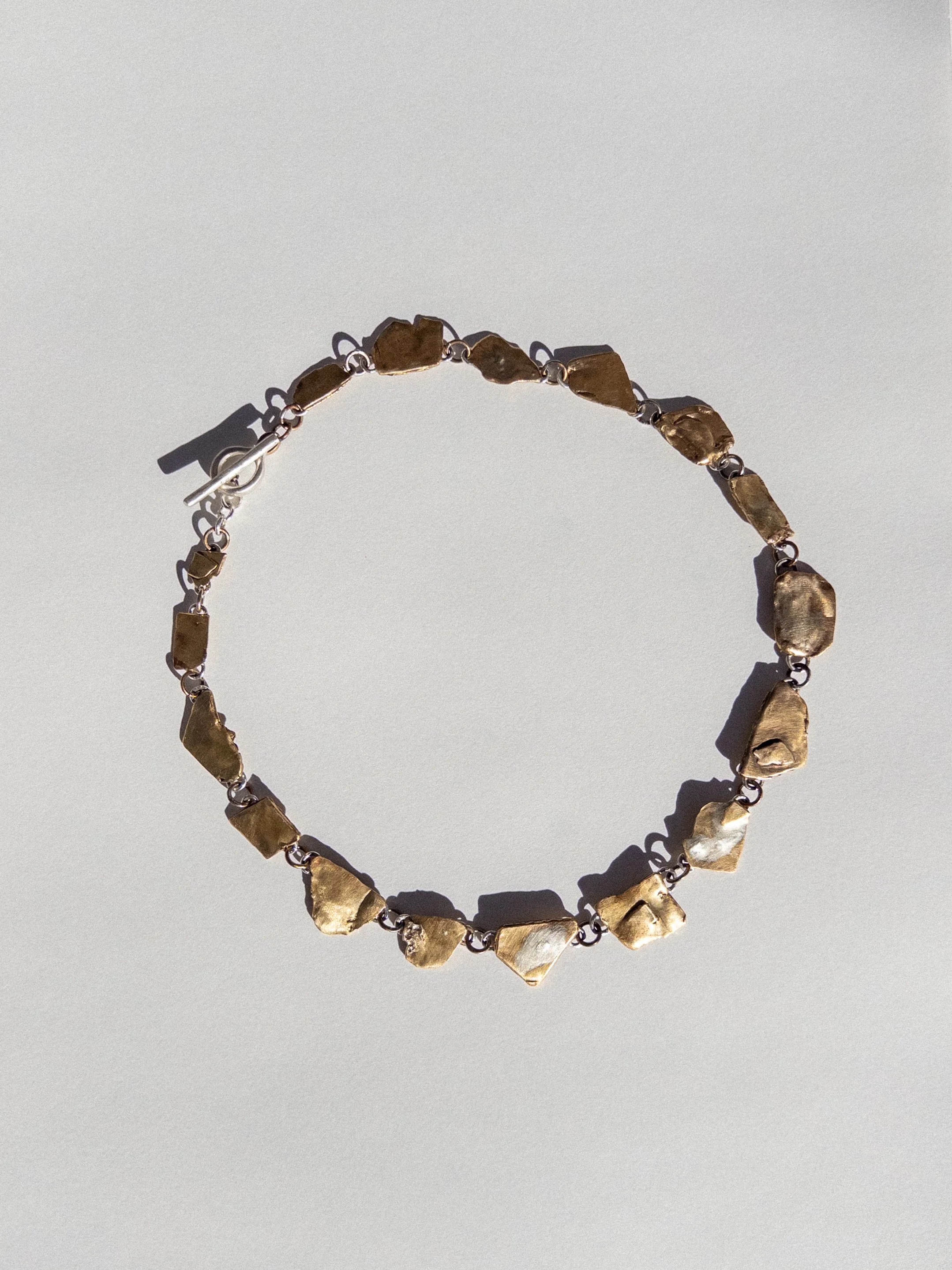 shattered brass and silver necklace