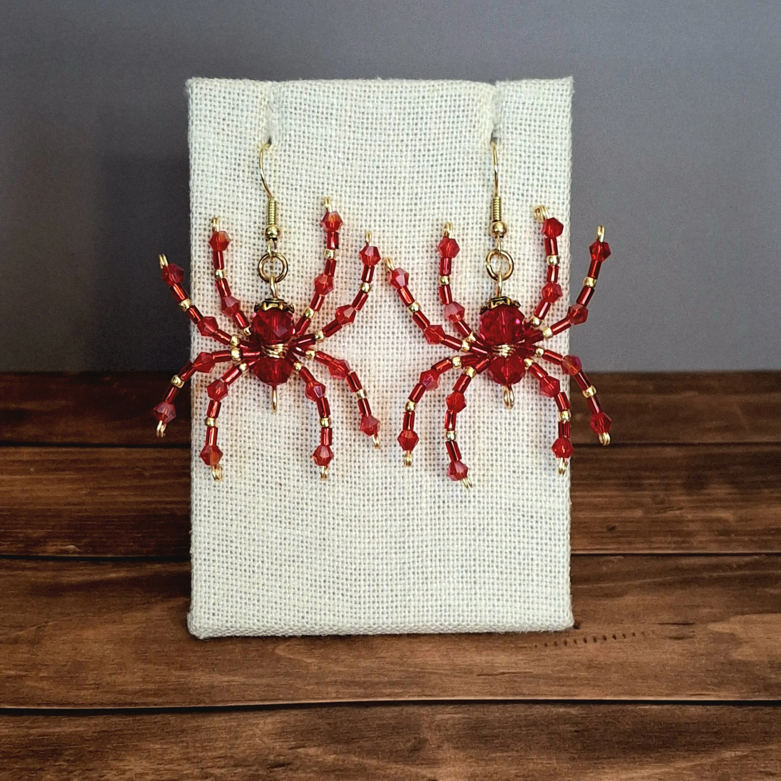 Red Deluxe Spider Earrings