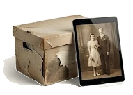 Shoebox of photos & Ipad