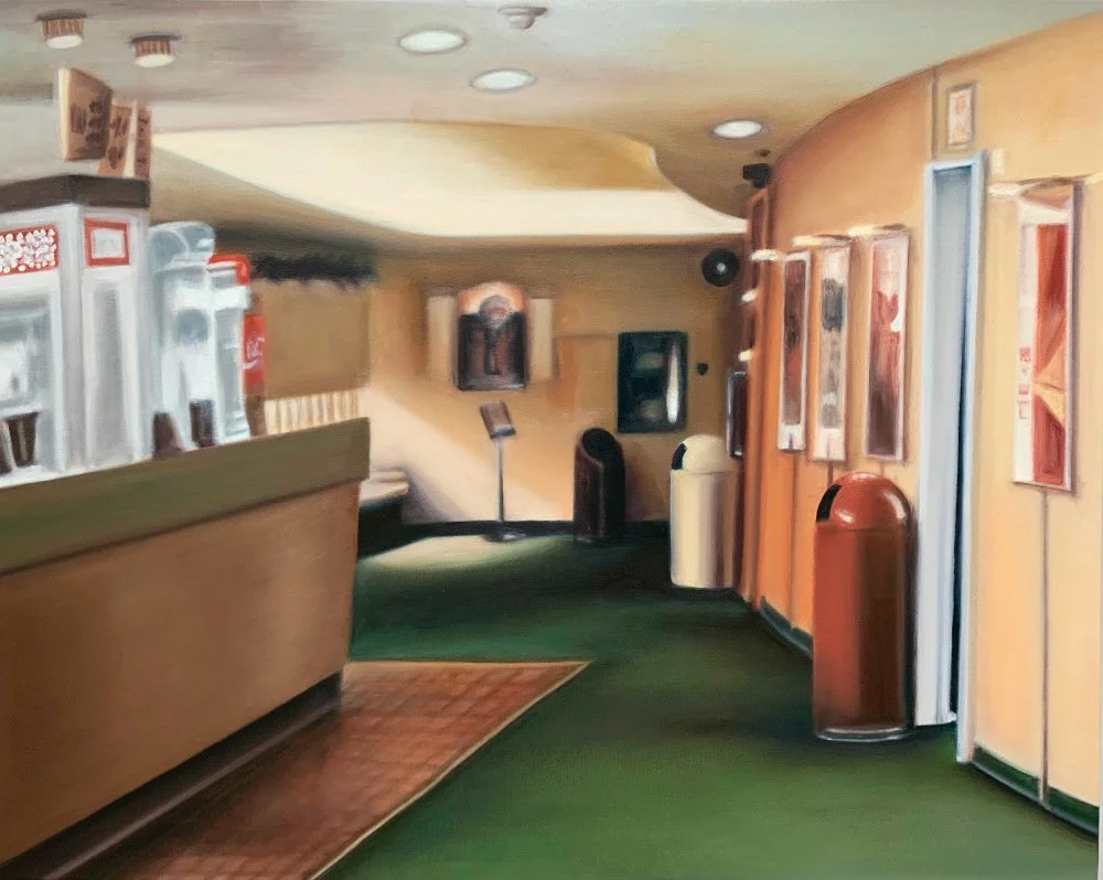 A Painting of the lobby of a a movie theatre