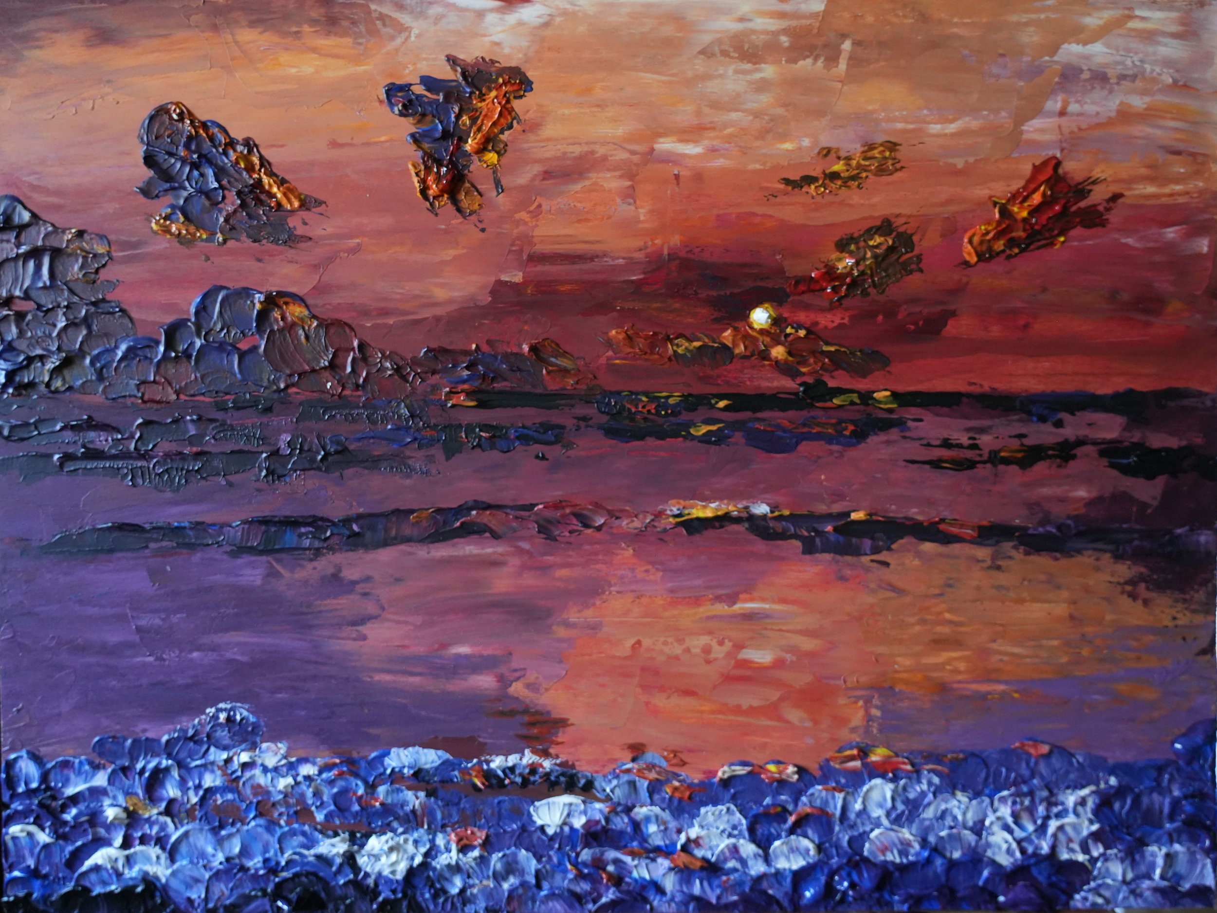 Embers of the horizon - Acrylics on wood, 60 x 45 cm - 2025