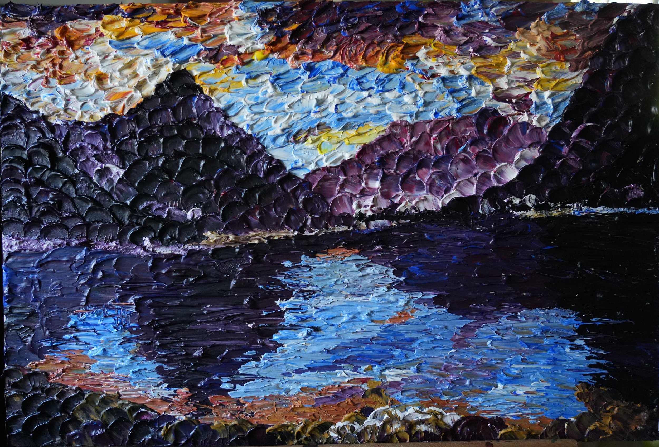Reflections of twilight - Acrylics on wood, 60 x 40 cm - 2025