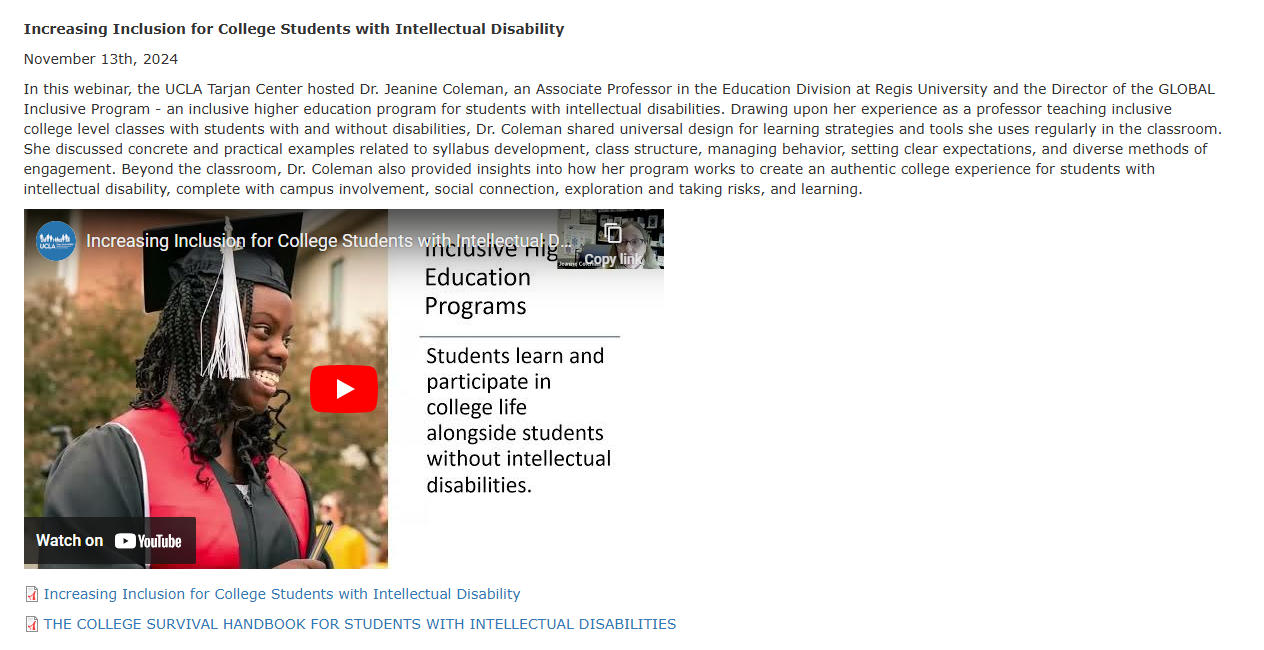 ACCESS Webinars, UCLA Tarjan Center, Semel Institute